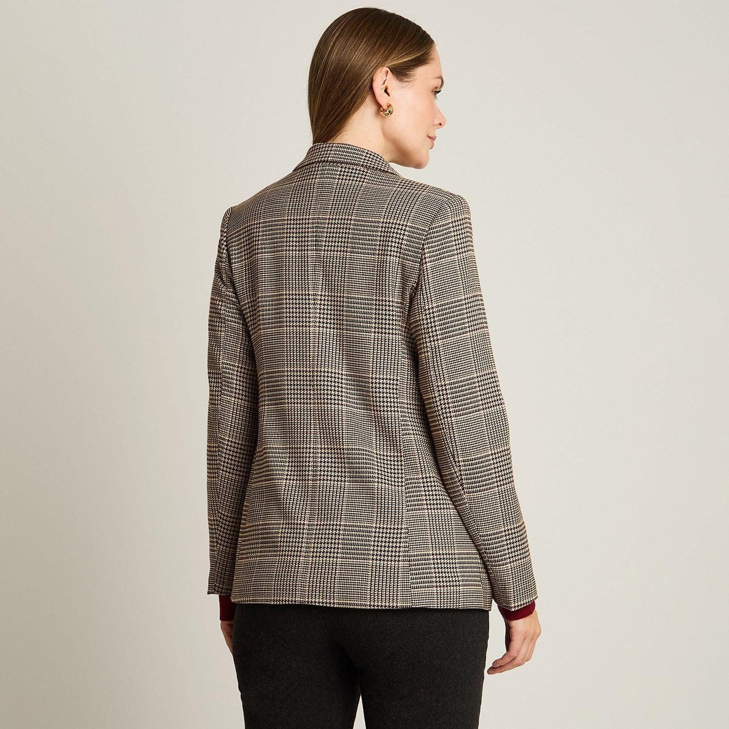 Blazer con Estampado Cuadrille Clásico y Doble Botón-1