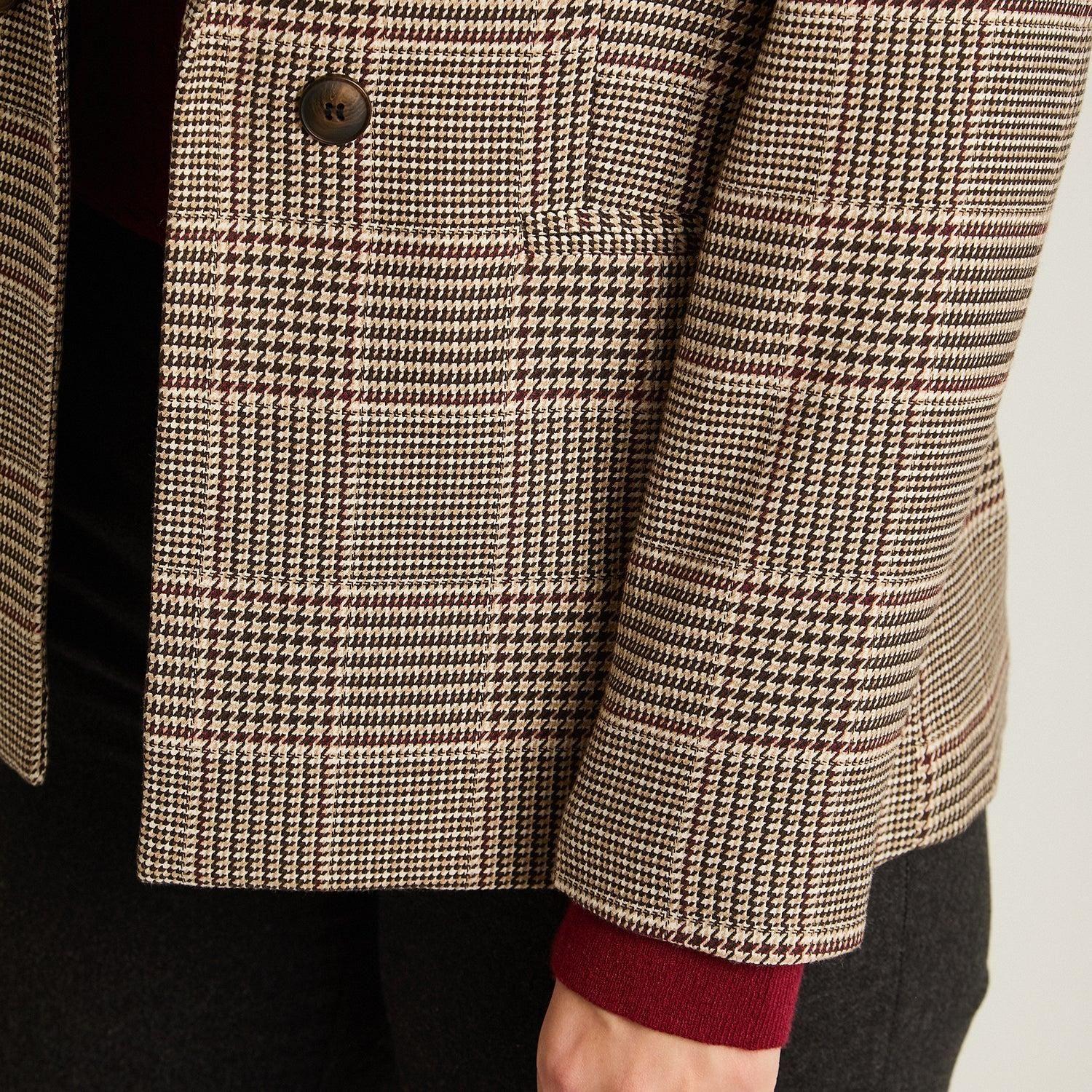 Blazer con Estampado Cuadrille Clásico y Doble Botón-2