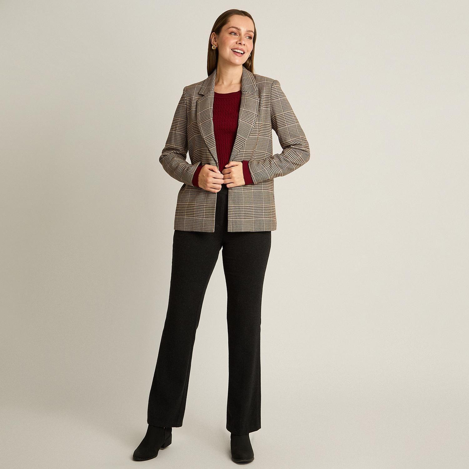 Blazer con Estampado Cuadrille Clásico y Doble Botón-3