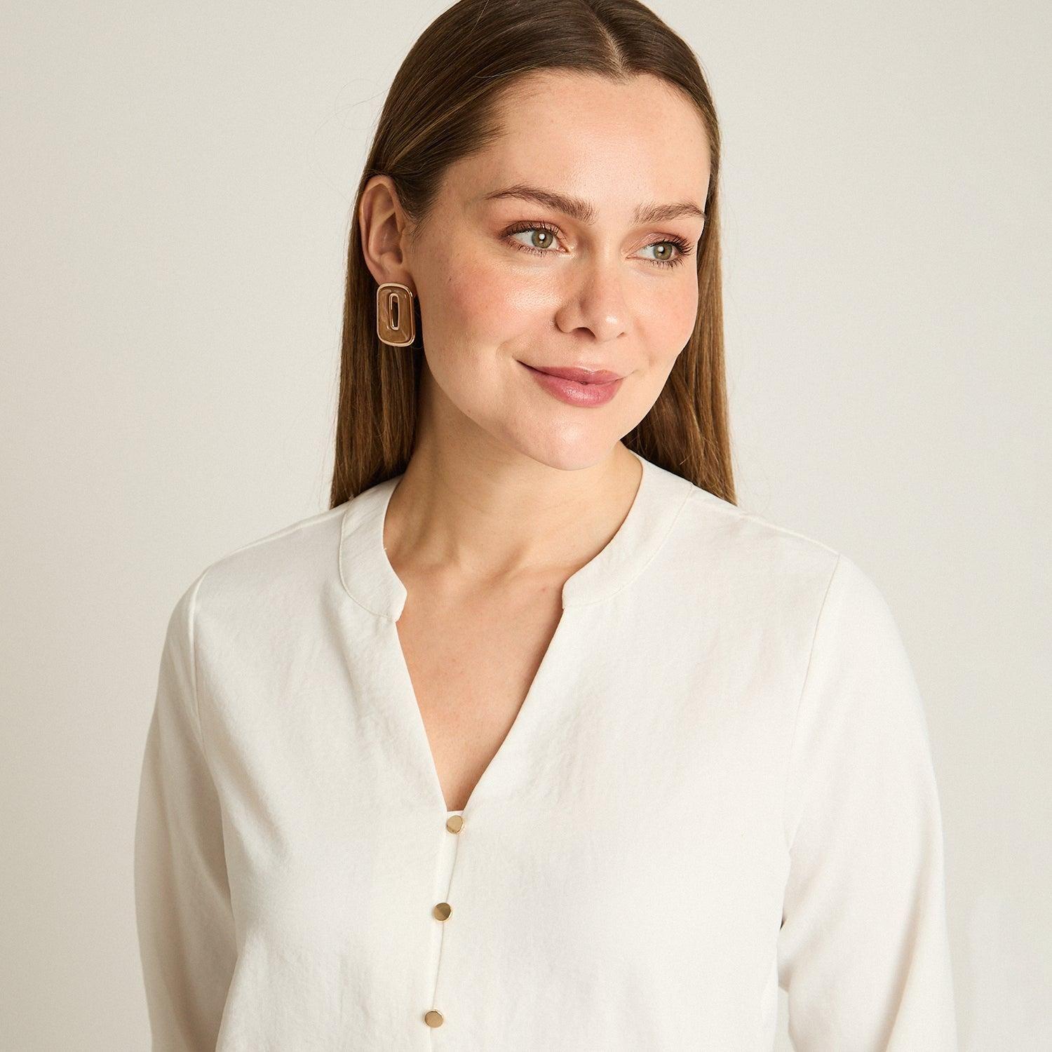 Blusa Crudo Lisa Cuello Mao con Botones-2