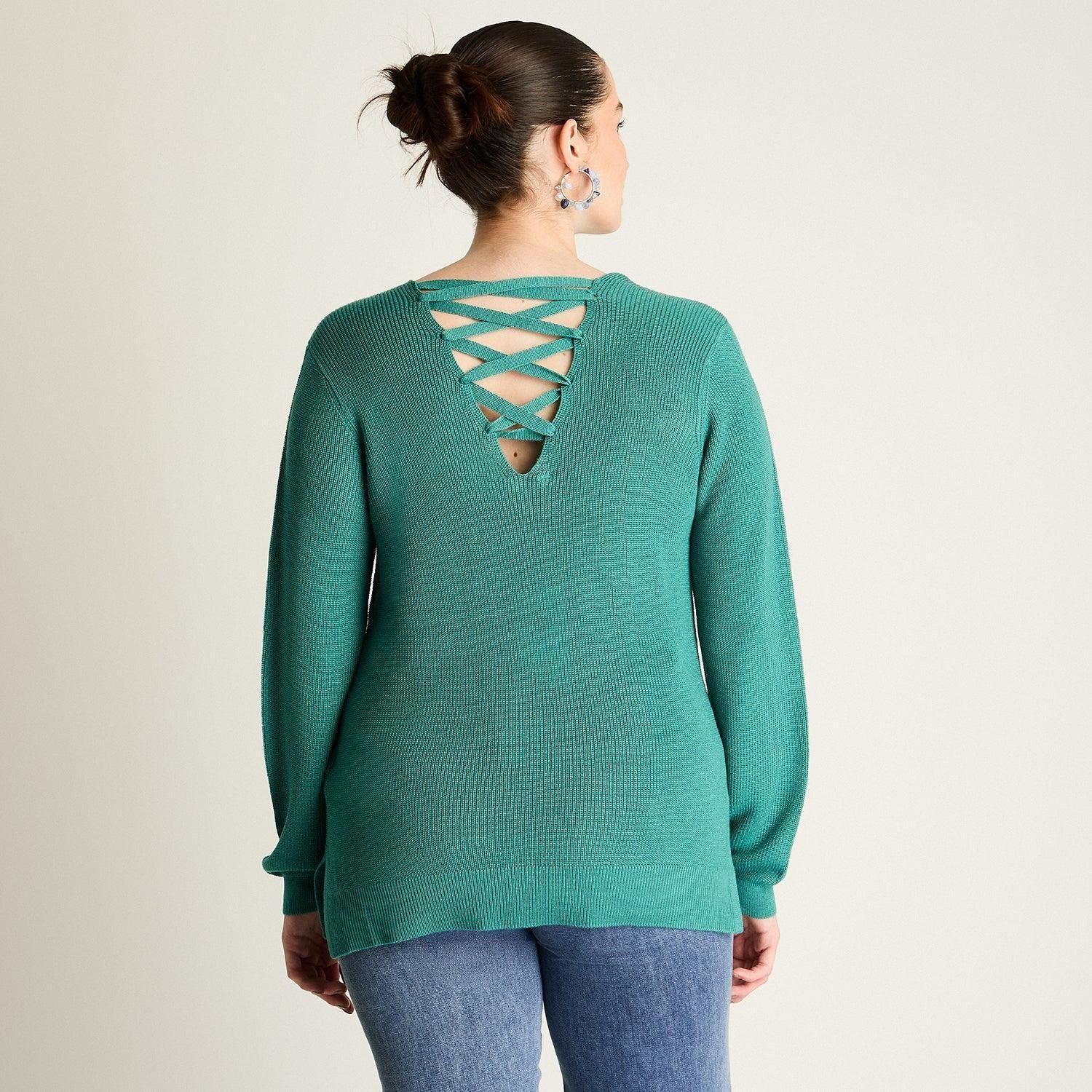 Sweater Petróleo con Escote Cruzado-1