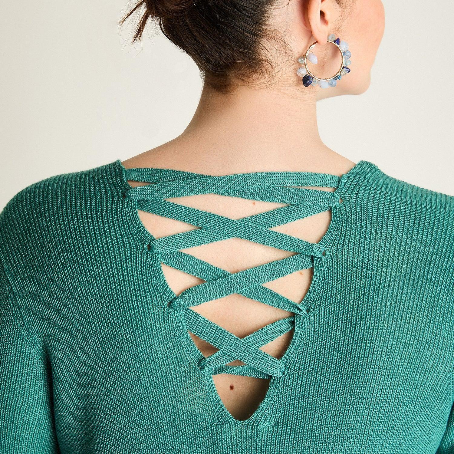 Sweater Petróleo con Escote Cruzado-2