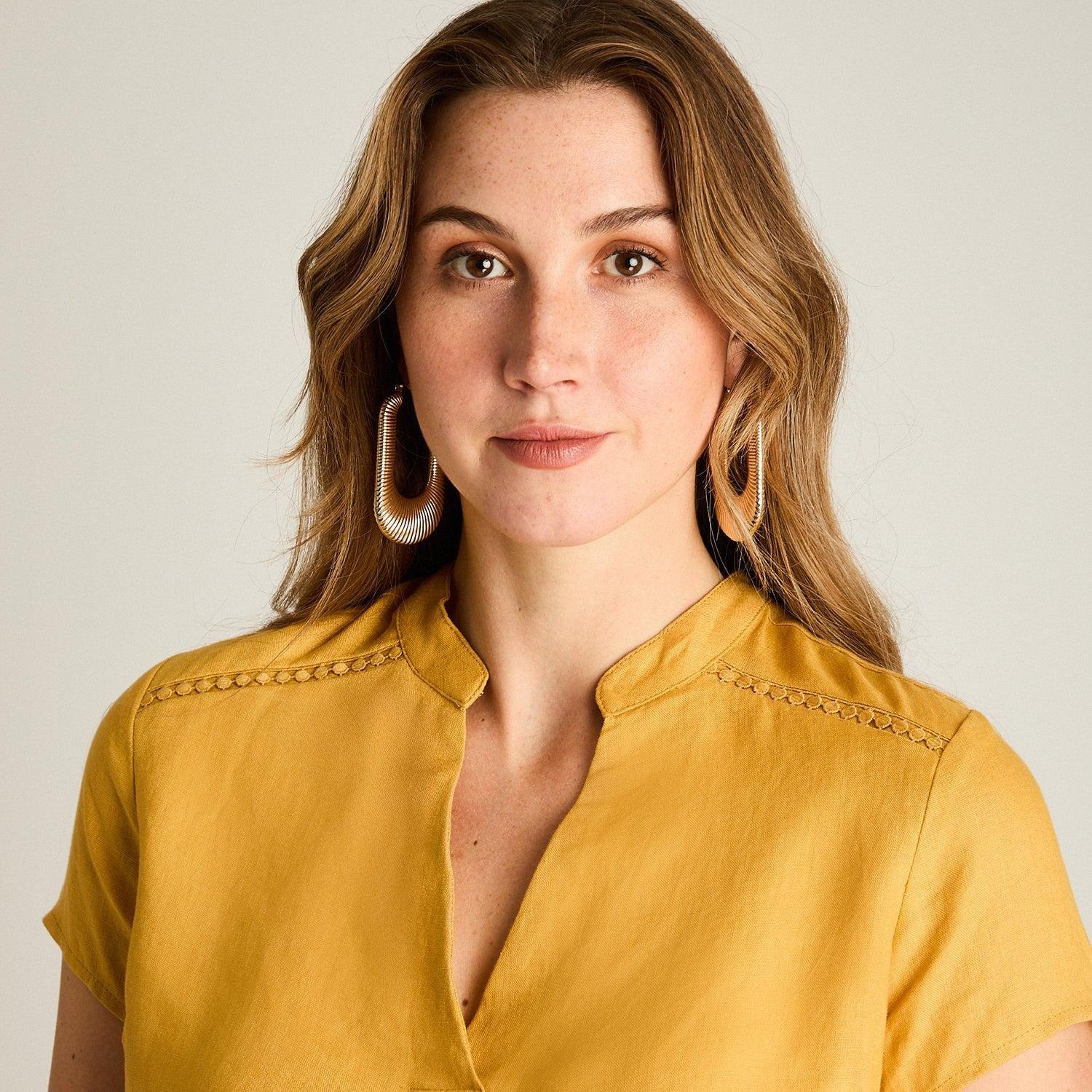 Blusa Mostaza 100% Lino-2