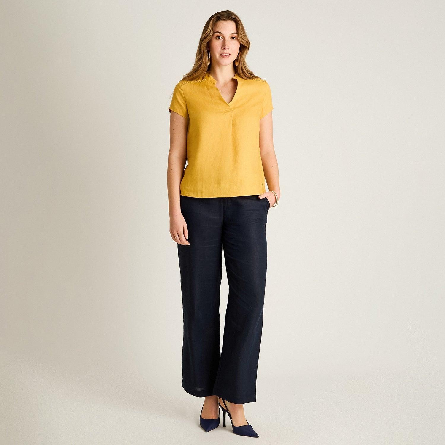 Blusa Mostaza 100% Lino-3