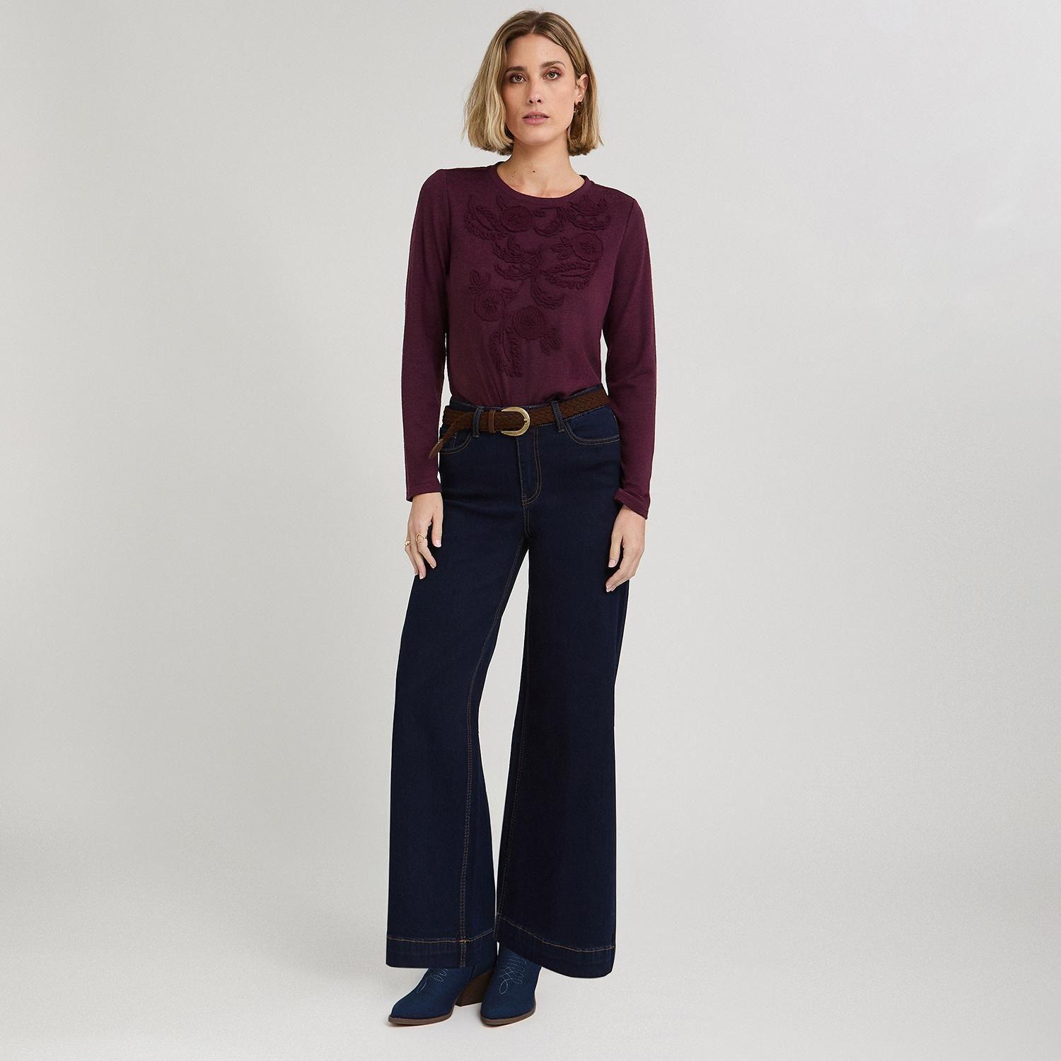 Jeans Coulotte con Cinturón Azul-3