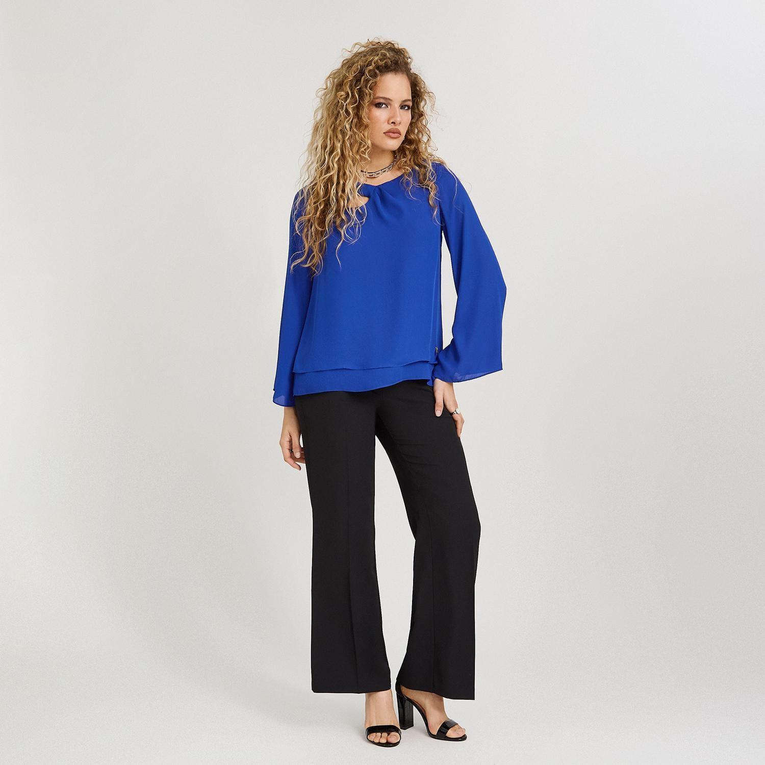Blusa Manga Larga con Cut Out Azul-3