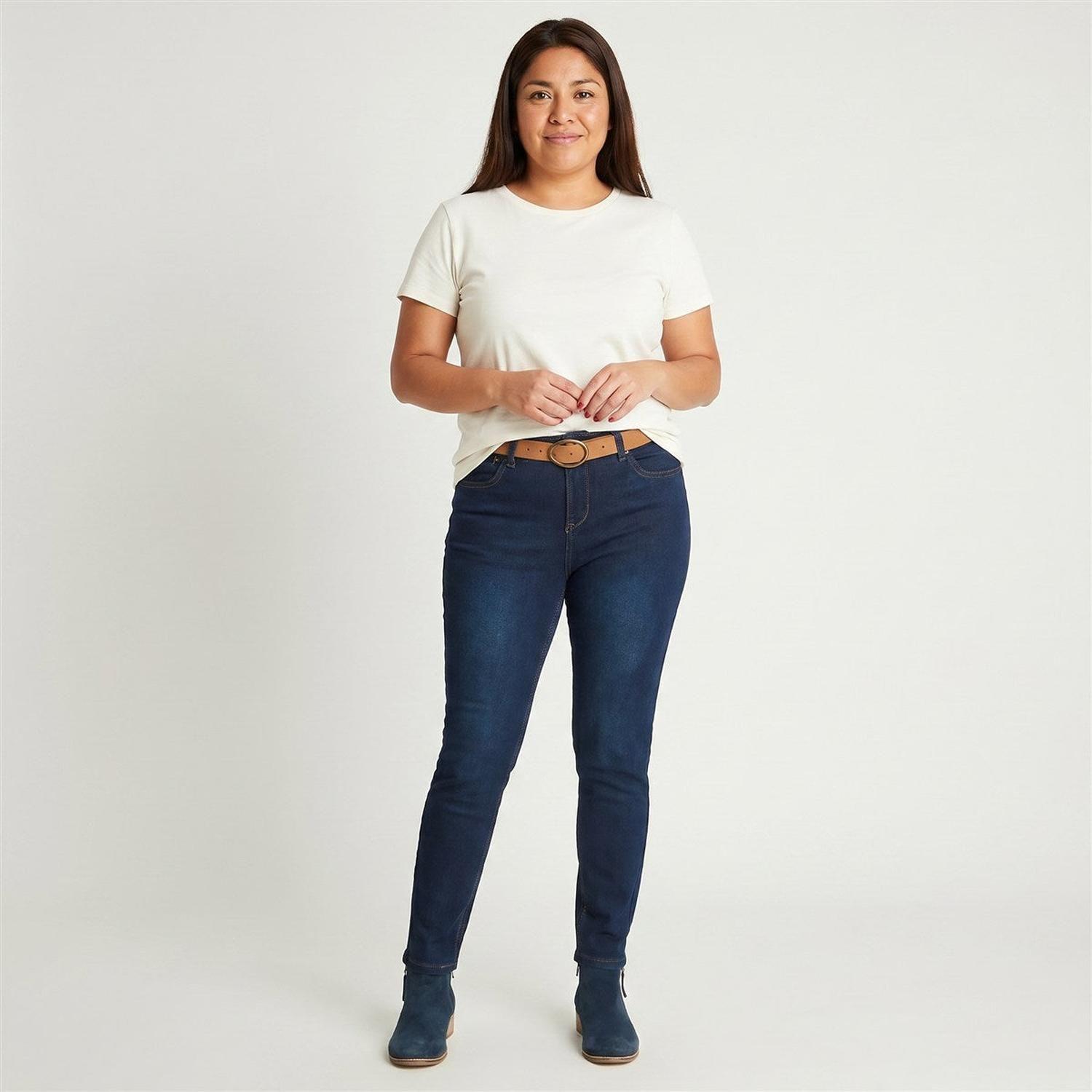 Skinny Jeans Azul Oscuro Con Cinturón-1