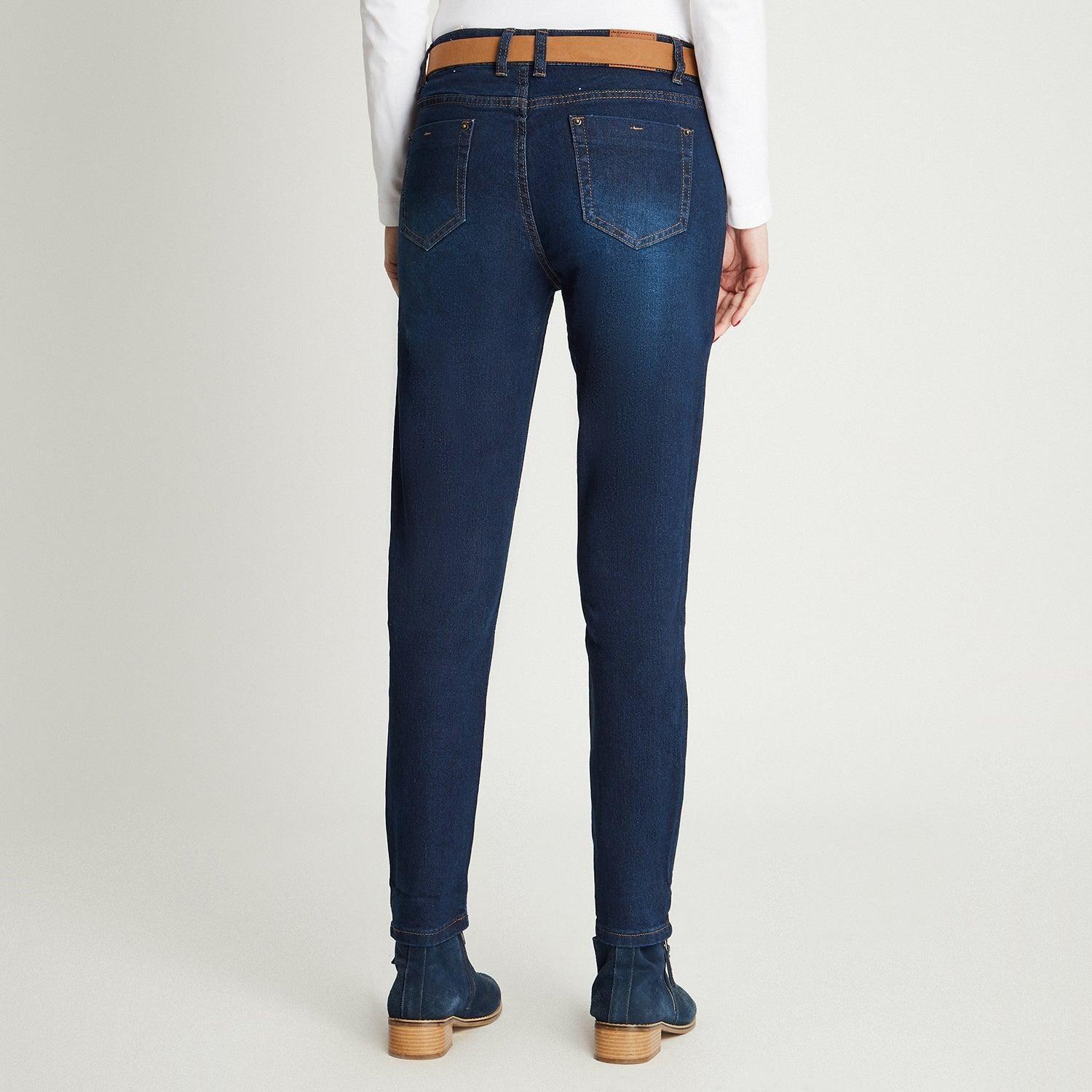 Skinny Jeans Azul Oscuro Con Cinturón-2