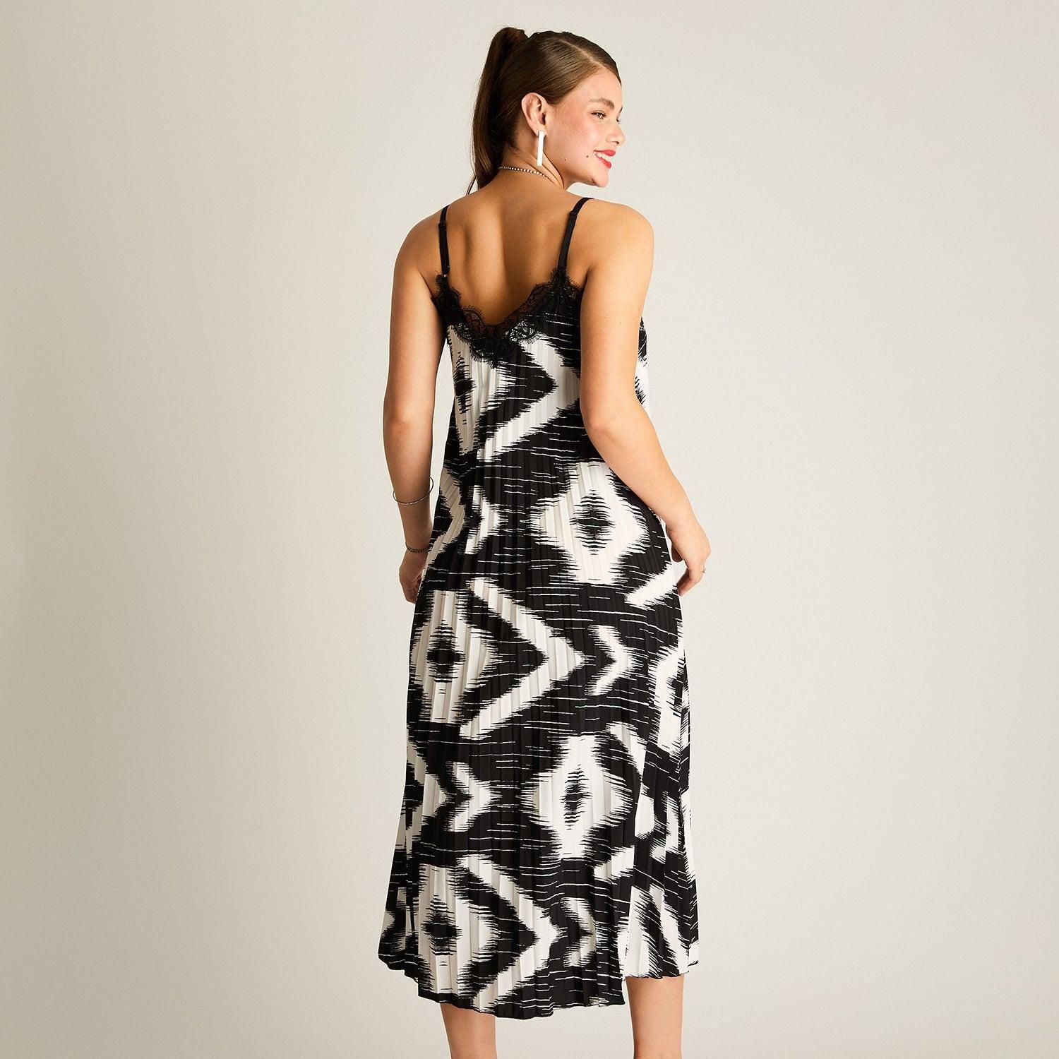 Vestido Midi Plisado Zebra-1