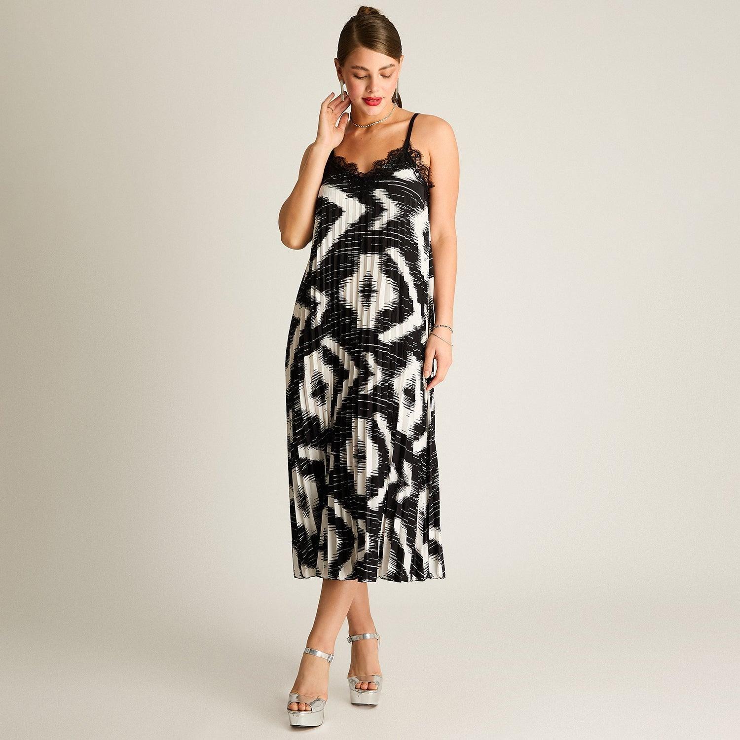 Vestido Midi Plisado Zebra-3