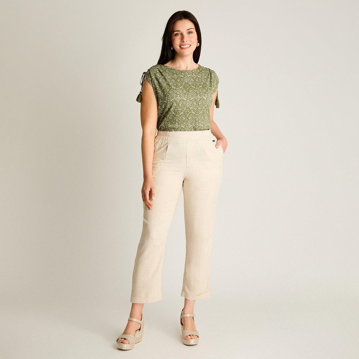 Pantalón Sport Beige Recto No Elasticado Calce Normal-3