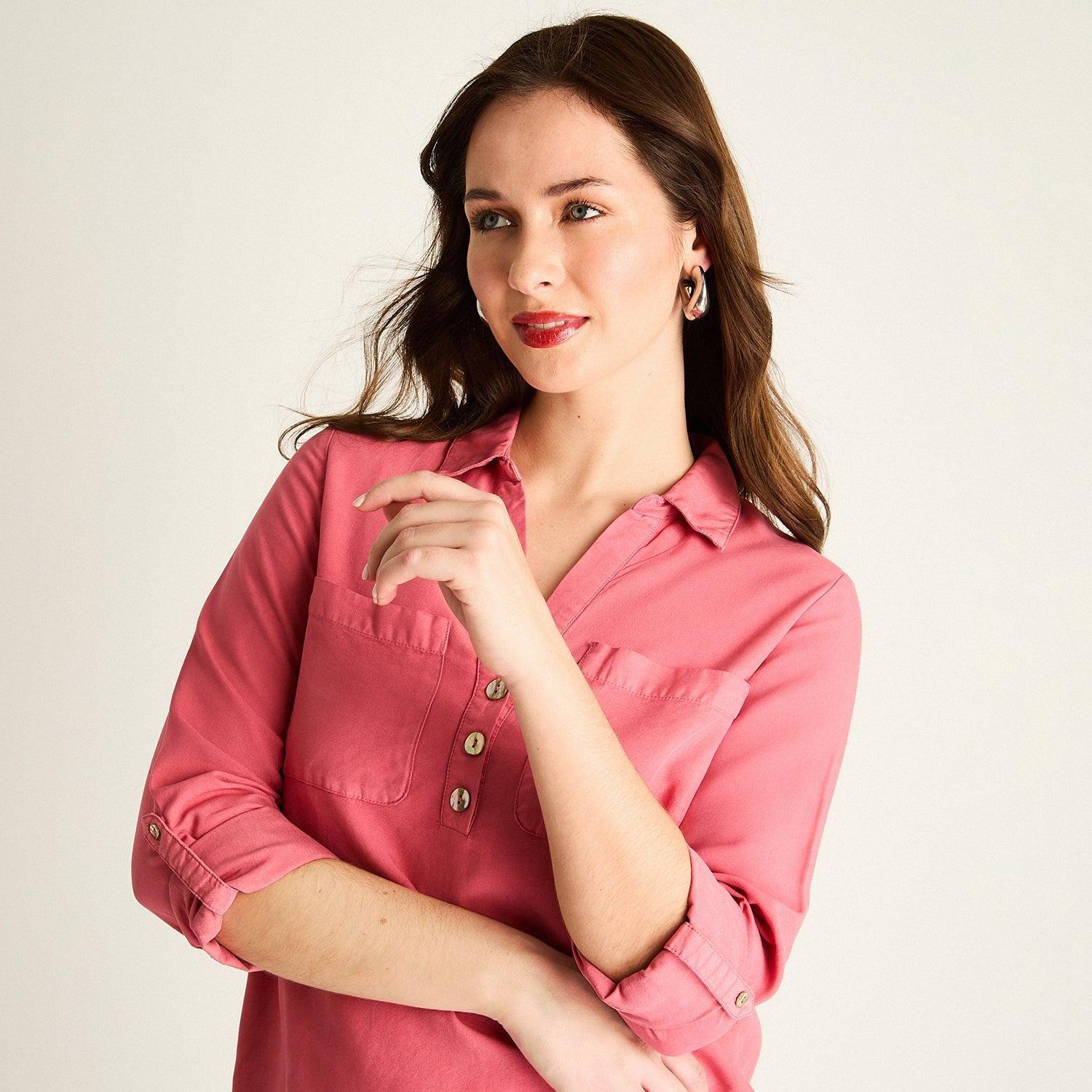 Blusa Rosado en Lyocell con Bolsillos-2