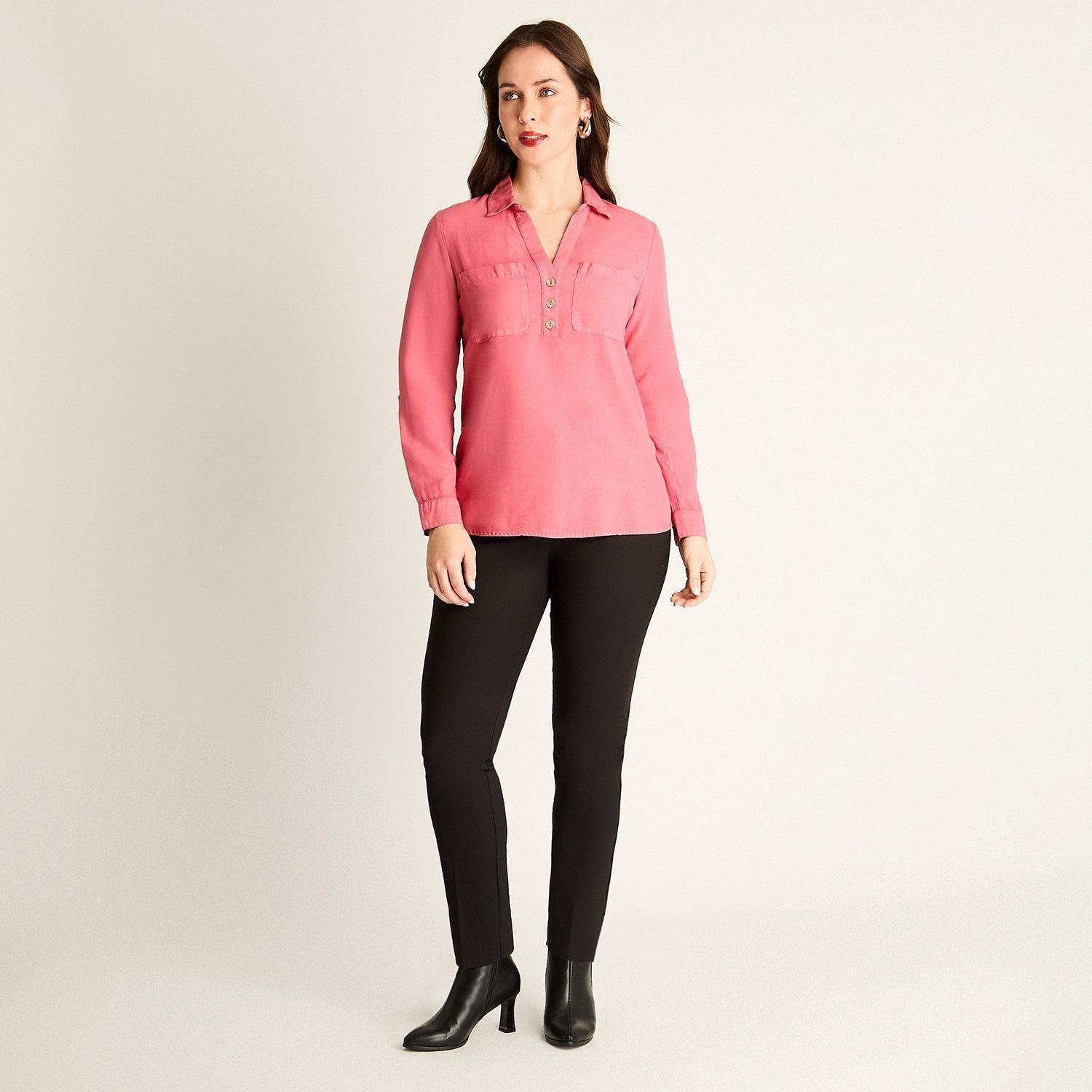 Blusa Rosado en Lyocell con Bolsillos-3