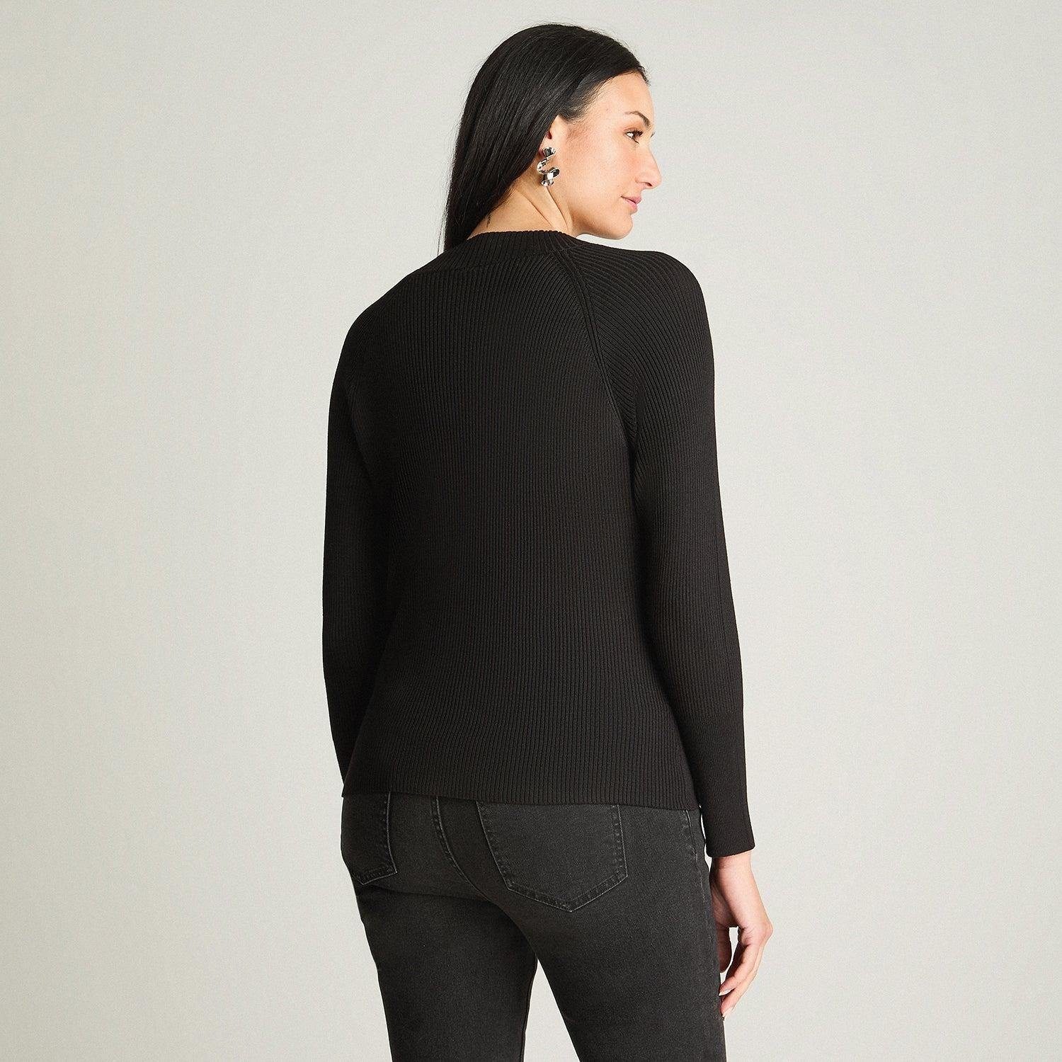 Sweater Manga Larga Escote Redondo Con Aplicación Negro-1
