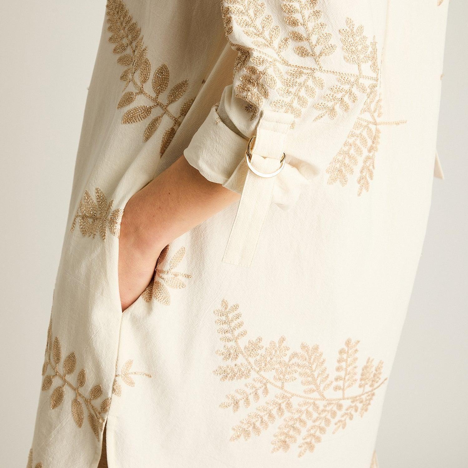 Tapado Beige Manga 3/4 con Estampado Fino-2