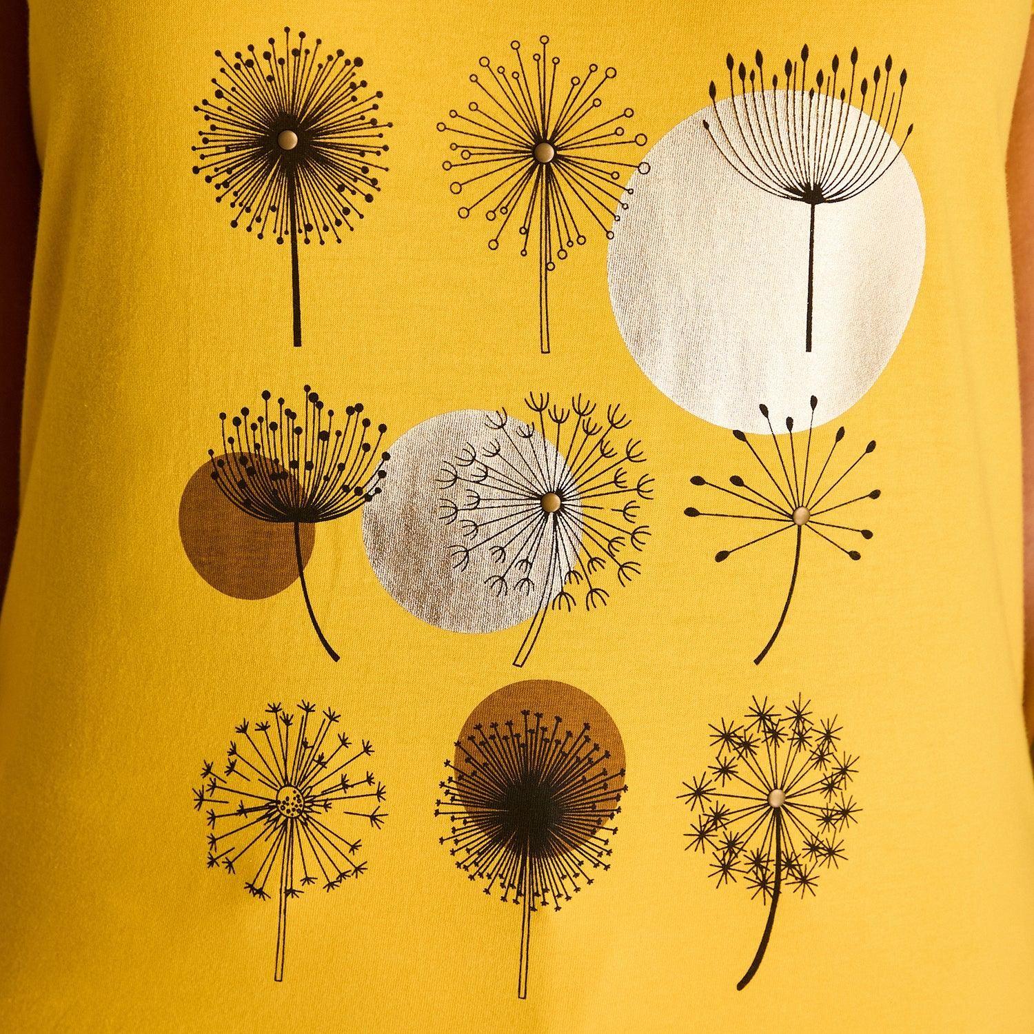 Polera Mostaza con Estampado Frontal y Escote en V-2