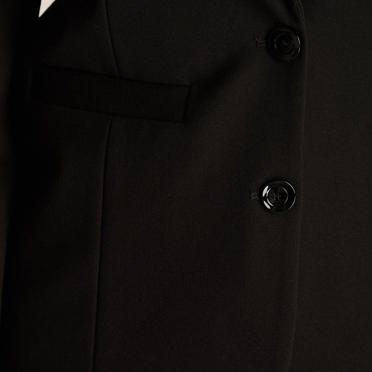 Blazer Negro Manga Larga Elasticidad Media Con Forro Calce Normal Tela Punto-2