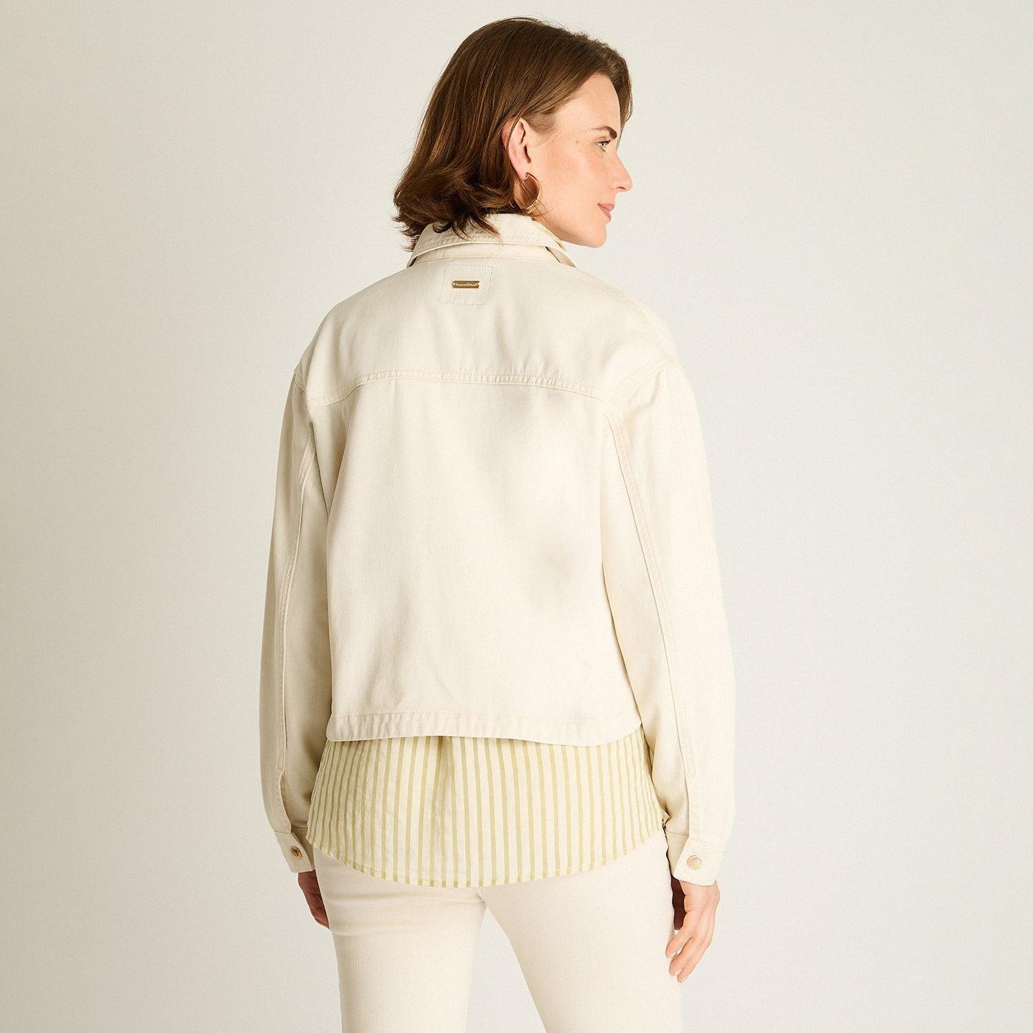 Chaqueta de Mezclilla Arena con Bolsillos-1