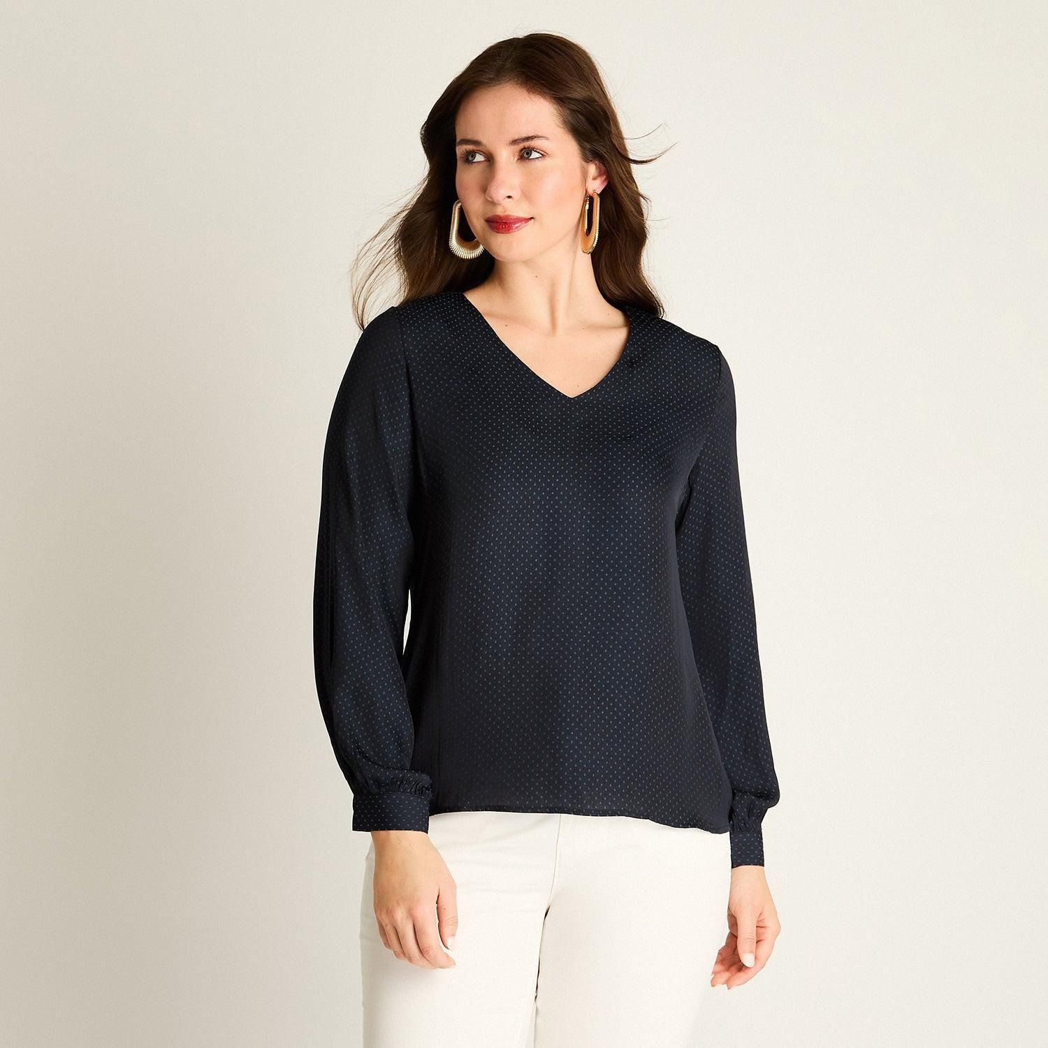 Blusa Azul Manga Larga No Elasticado Sin Forro Calce Normal-0