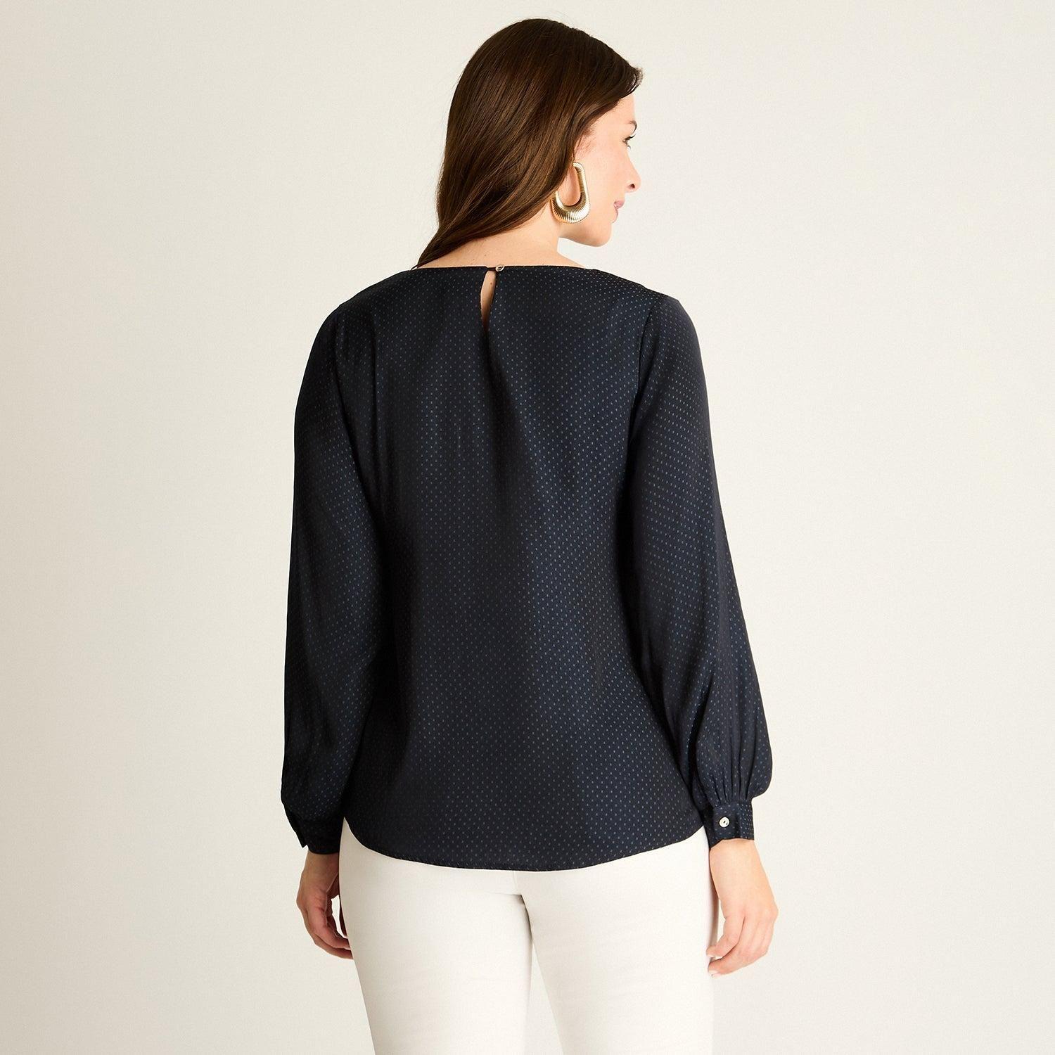 Blusa Azul Manga Larga No Elasticado Sin Forro Calce Normal-1