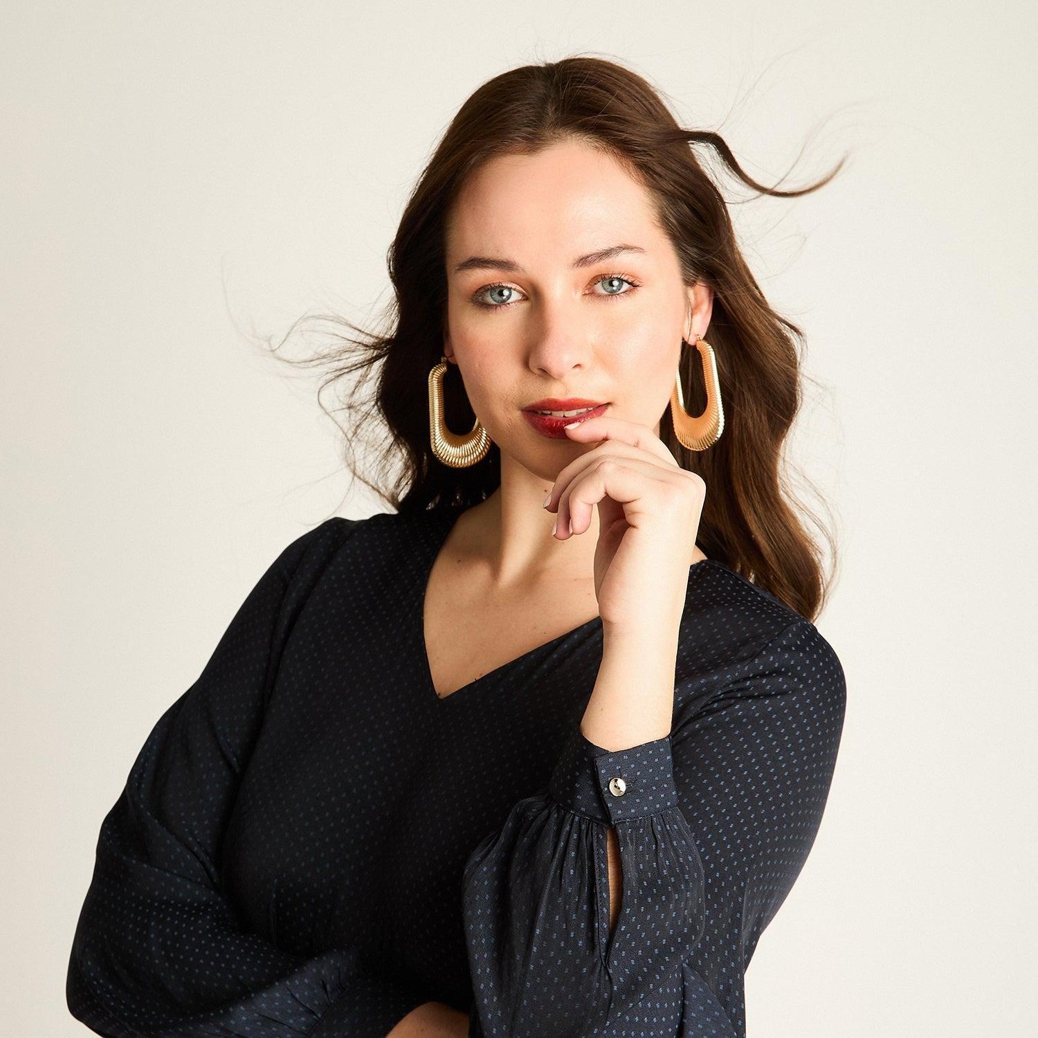 Blusa Azul Manga Larga No Elasticado Sin Forro Calce Normal-2