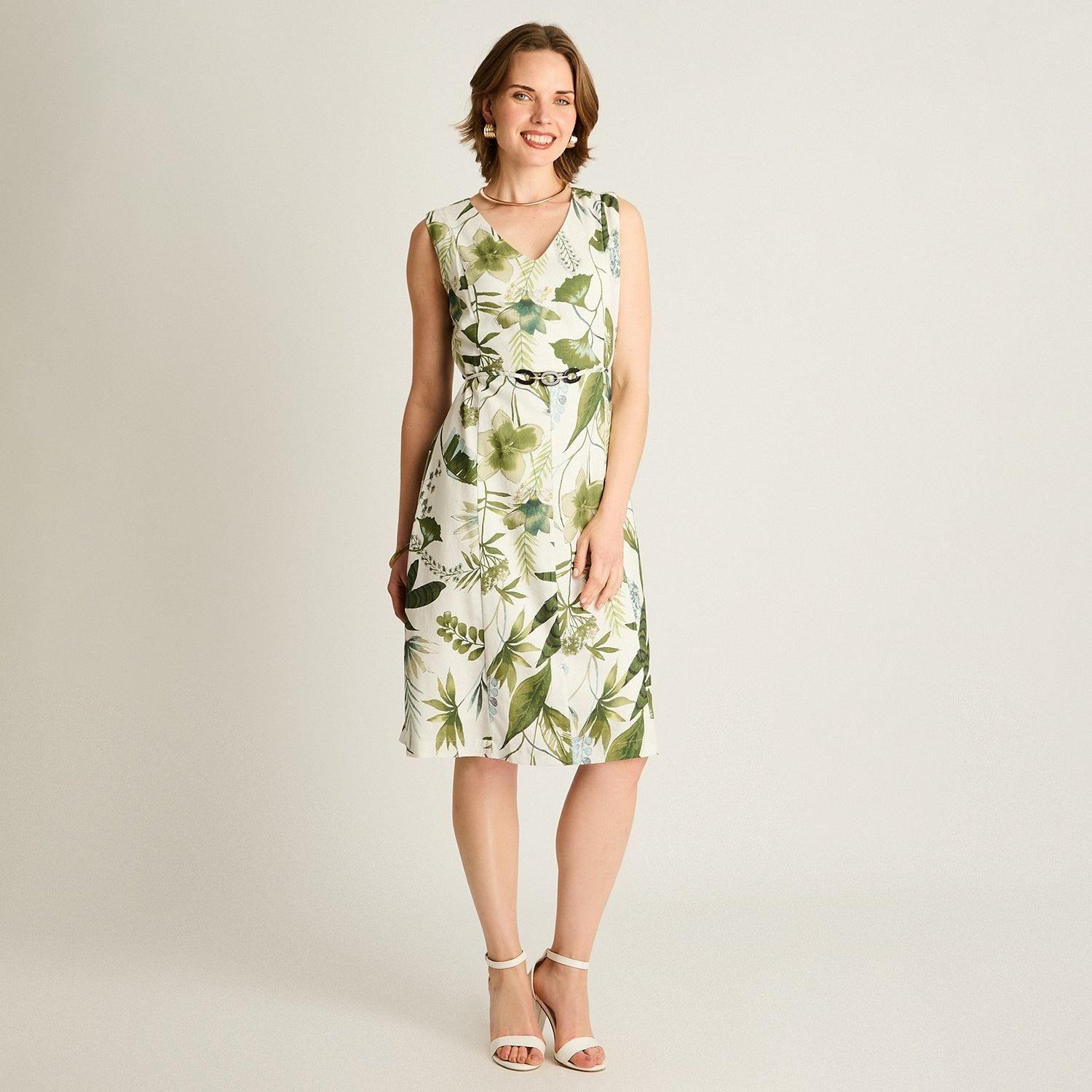 Vestido Midi Verde con Toque Natural y Fresco-3