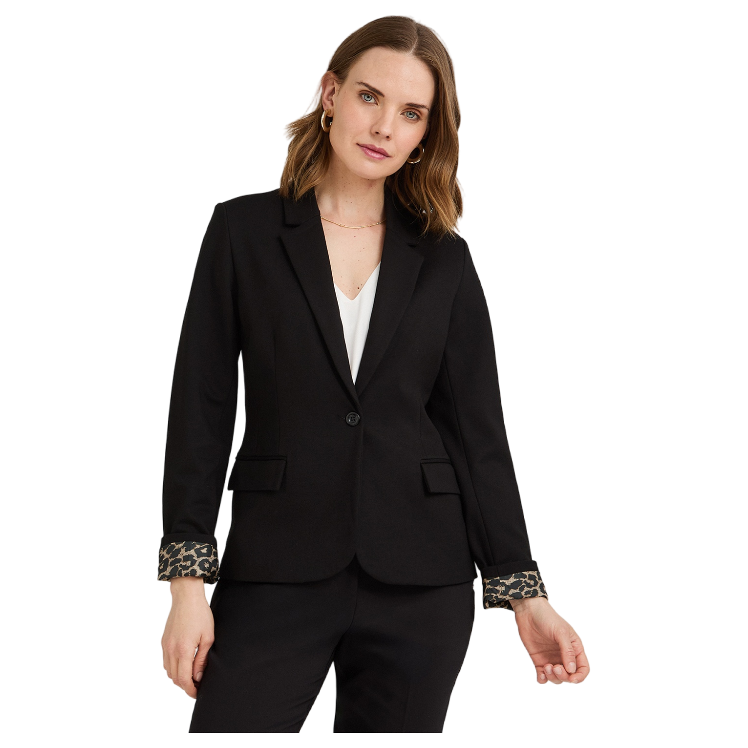 Blazer 1 Botón Bolsillos con Solapa Negro-0