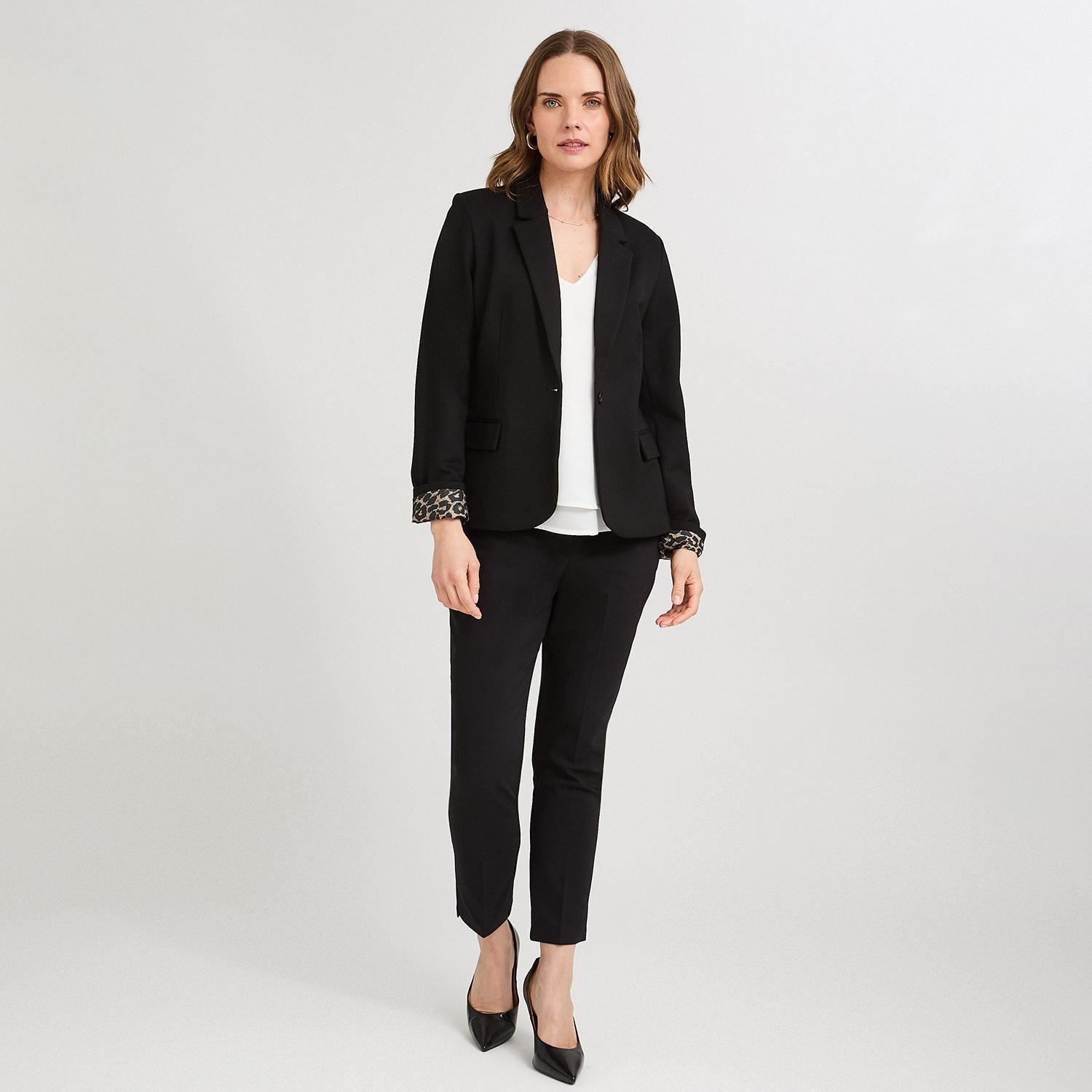 Blazer 1 Botón Bolsillos con Solapa Negro-3