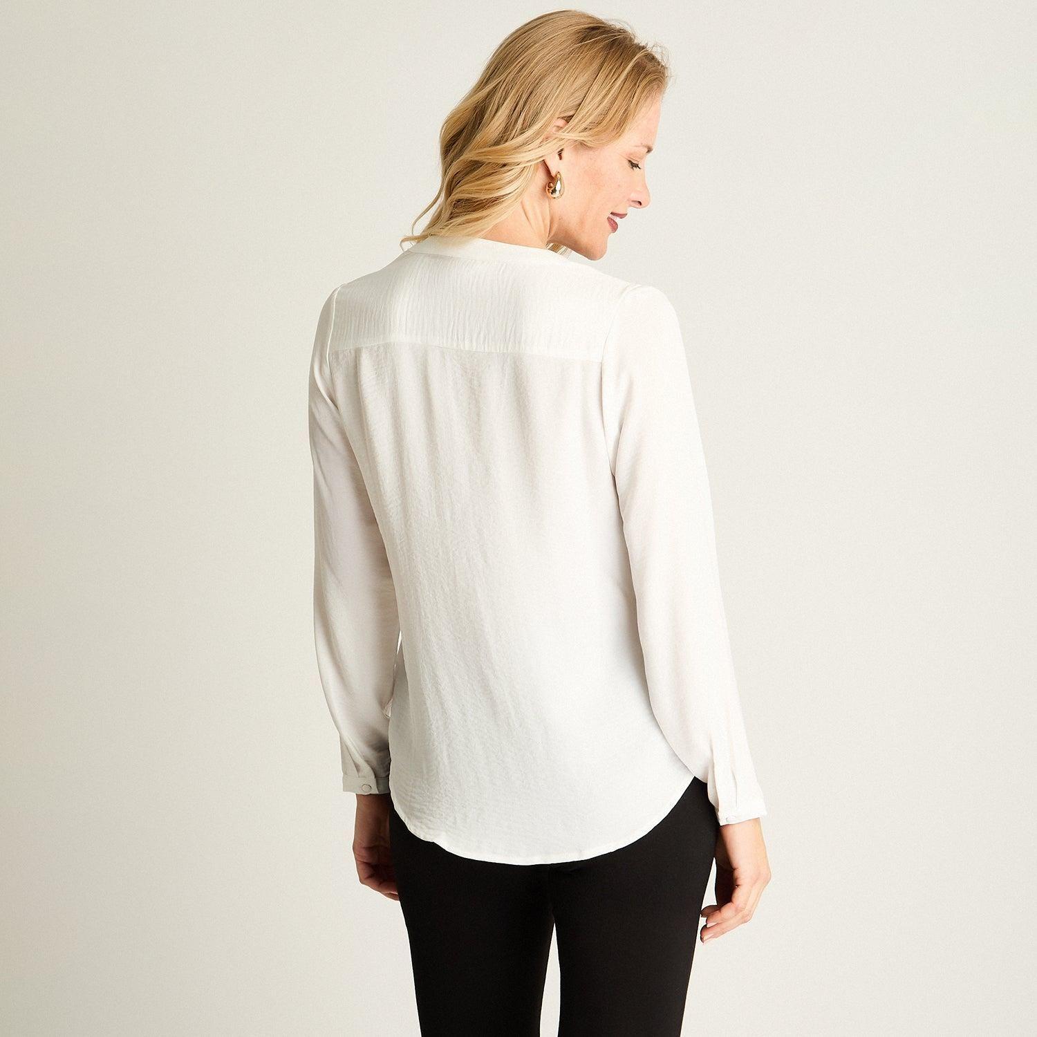 Blusa Manga Larga Escote Mao 3 Botones Crudo-1