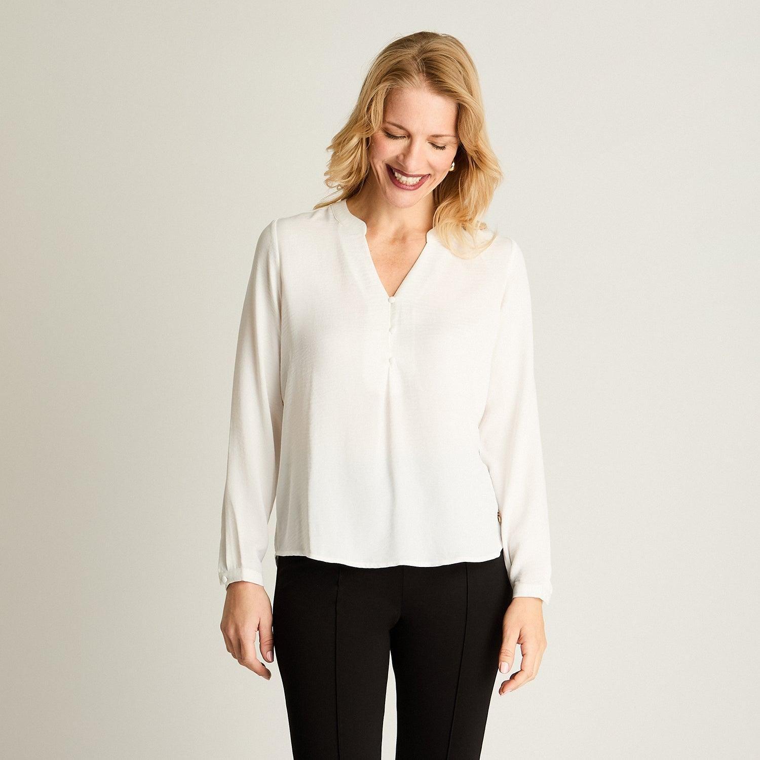 Blusa Manga Larga Escote Mao 3 Botones Crudo-0