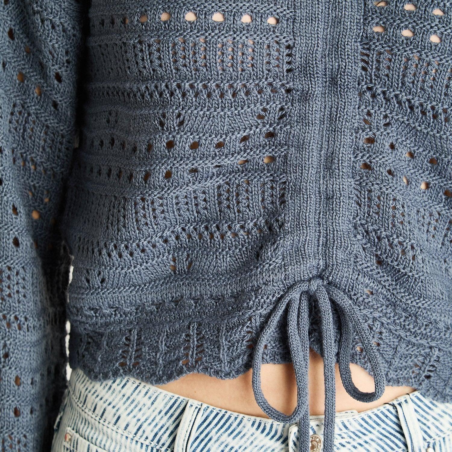Sweater Azul Tejido Calado-2