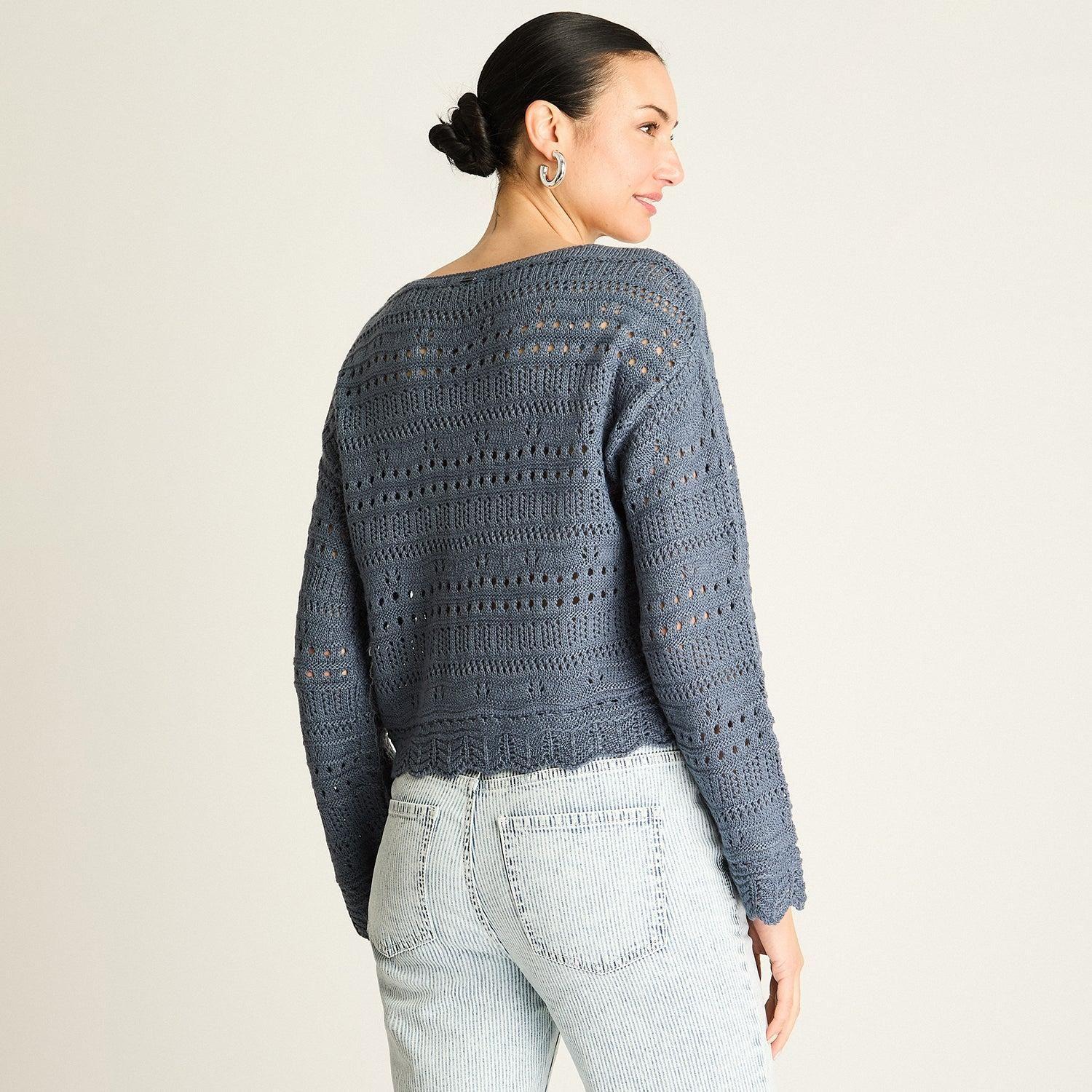 Sweater Azul Tejido Calado-3