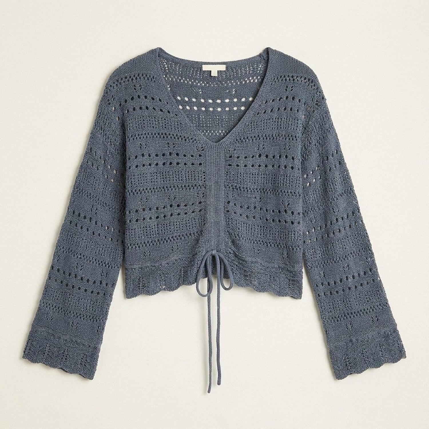 Sweater Azul Tejido Calado-6