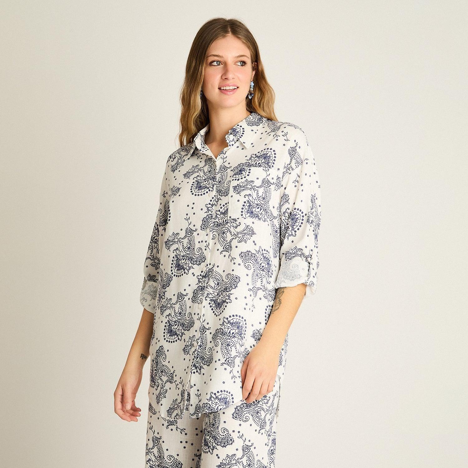 Blusa Blanco Estampado Mediterráneo-0