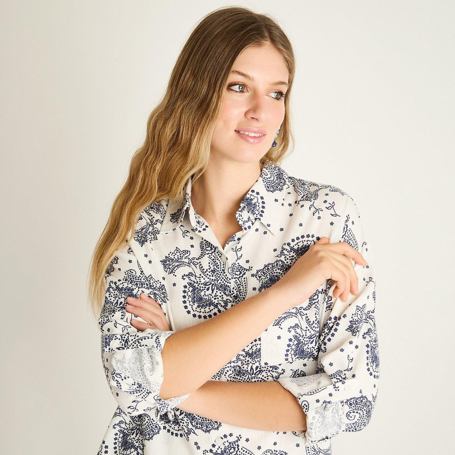 Blusa Blanco Estampado Mediterráneo-4