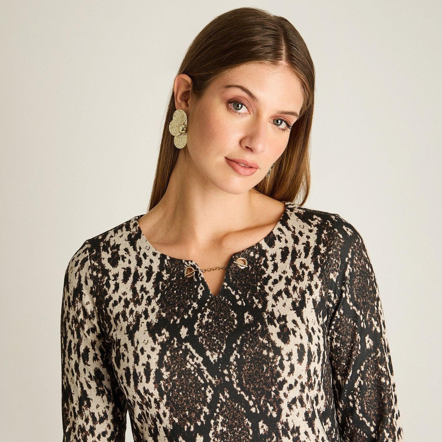 Vestido Midi Cafe Midi Elasticidad Media Sin Forro Calce Normal Tela Camant-2