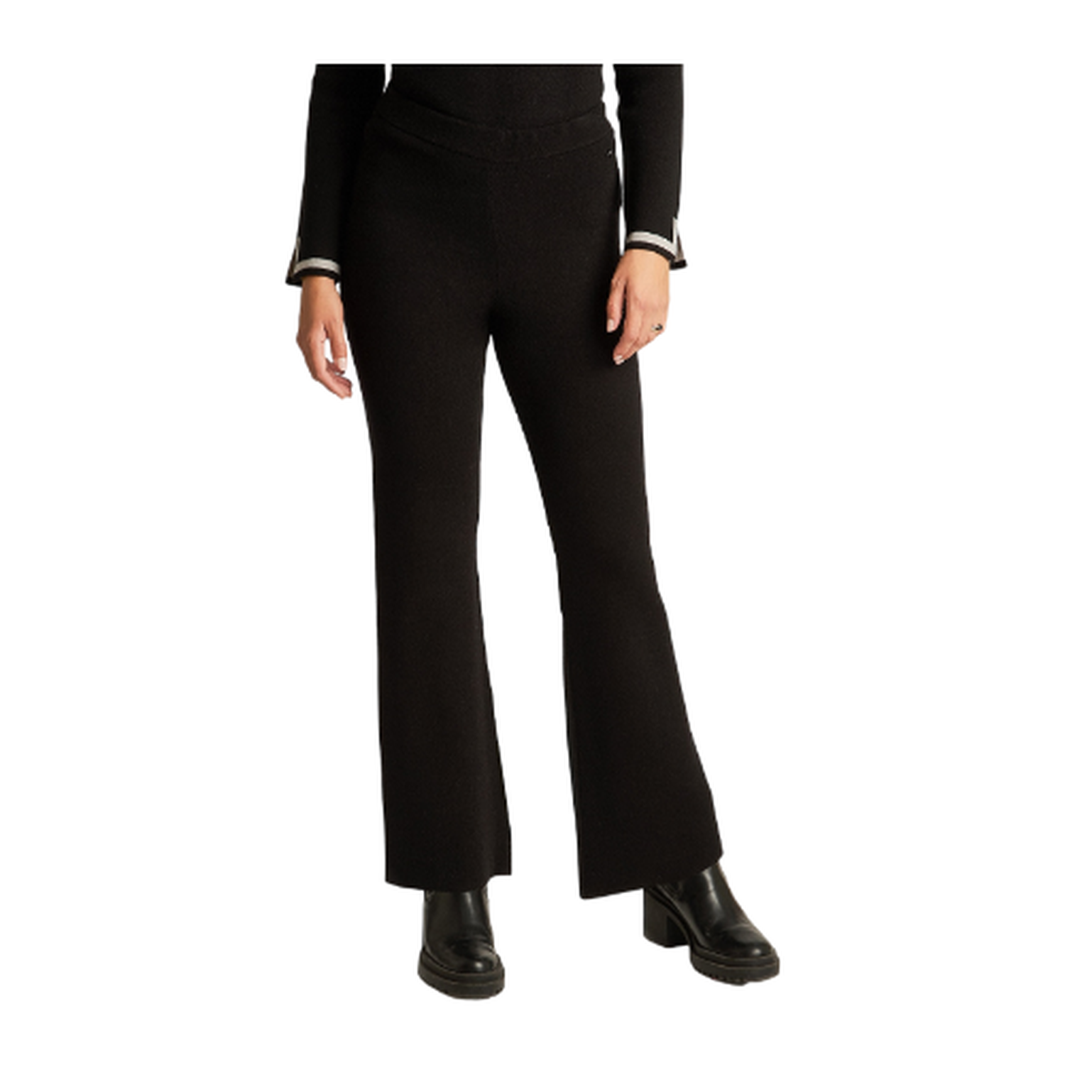 Pantalon Sport Negro Elasticidad Media Sin Forro Calce Normal Tela Tejido-0