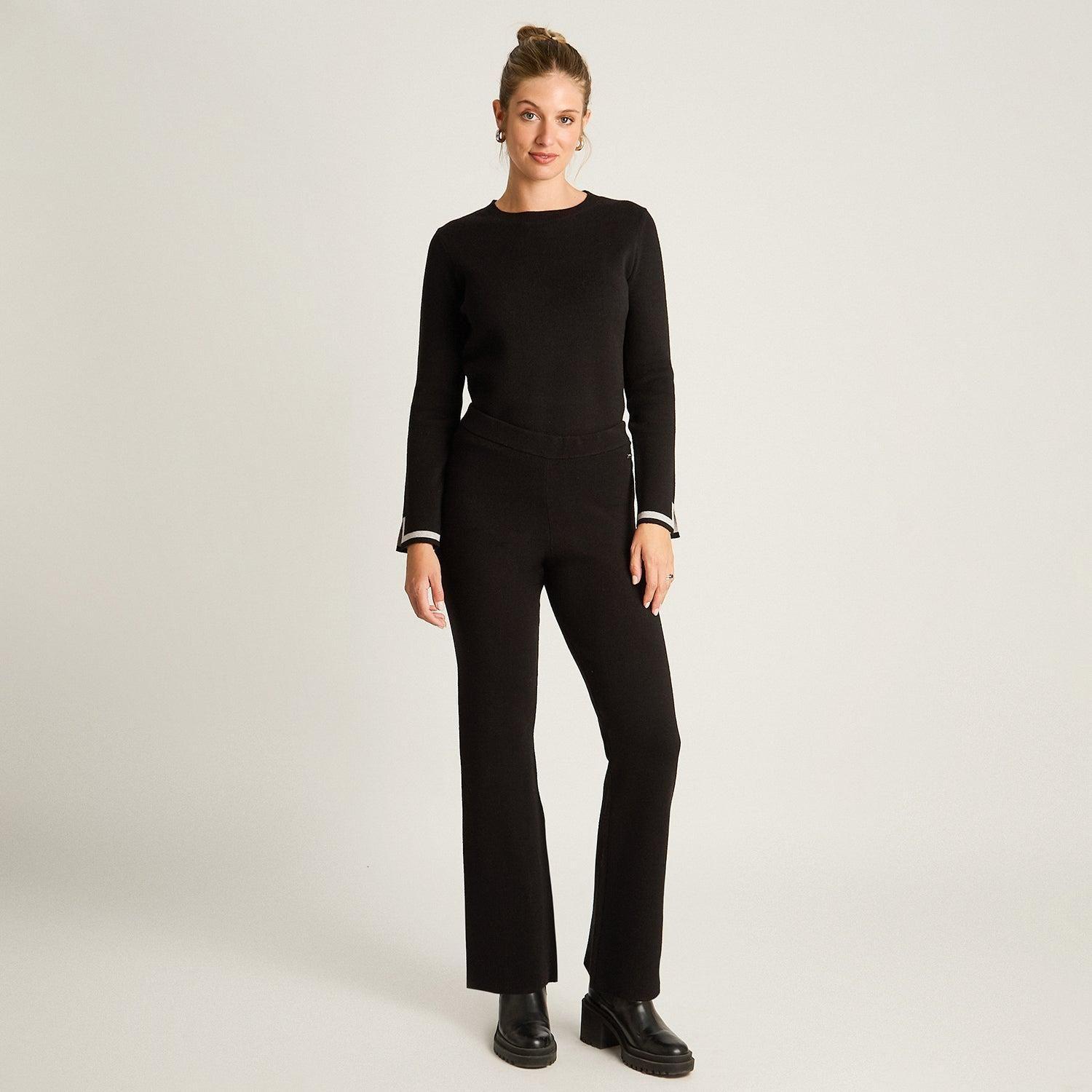 Pantalon Sport Negro Elasticidad Media Sin Forro Calce Normal Tela Tejido-3