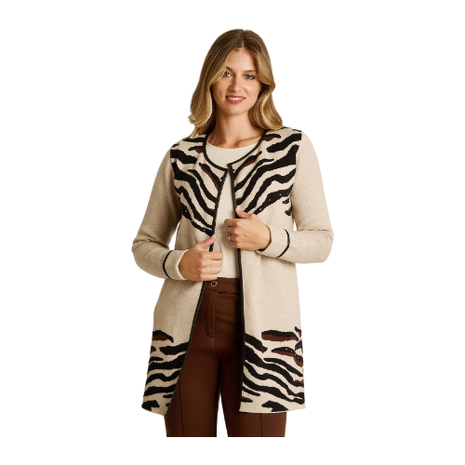 Tapado Beige con Estampado Animal Print en Tejido-0