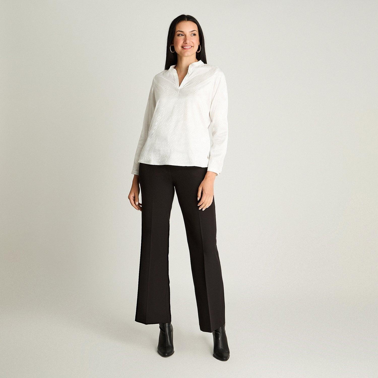 Blusa Satin Escote Mao Manga Larga Crudo-3