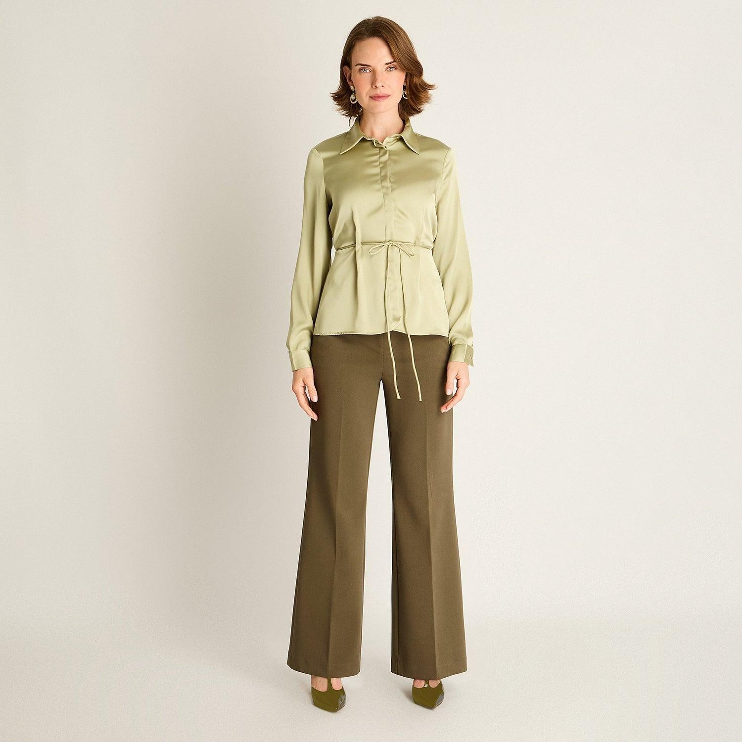 Blusa Verde con Amarra en la Cintura-3