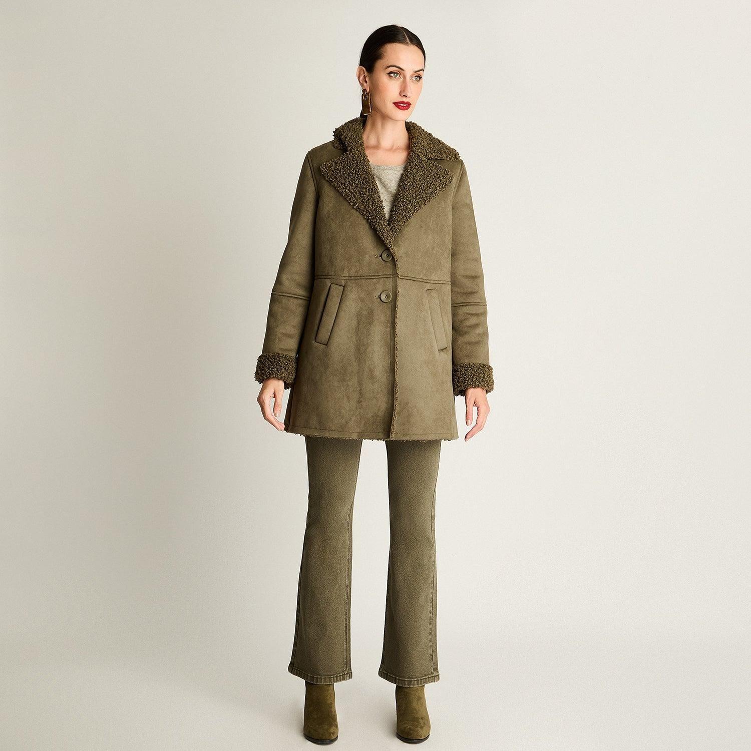 Abrigo Suede Bonded Verde Militar-2