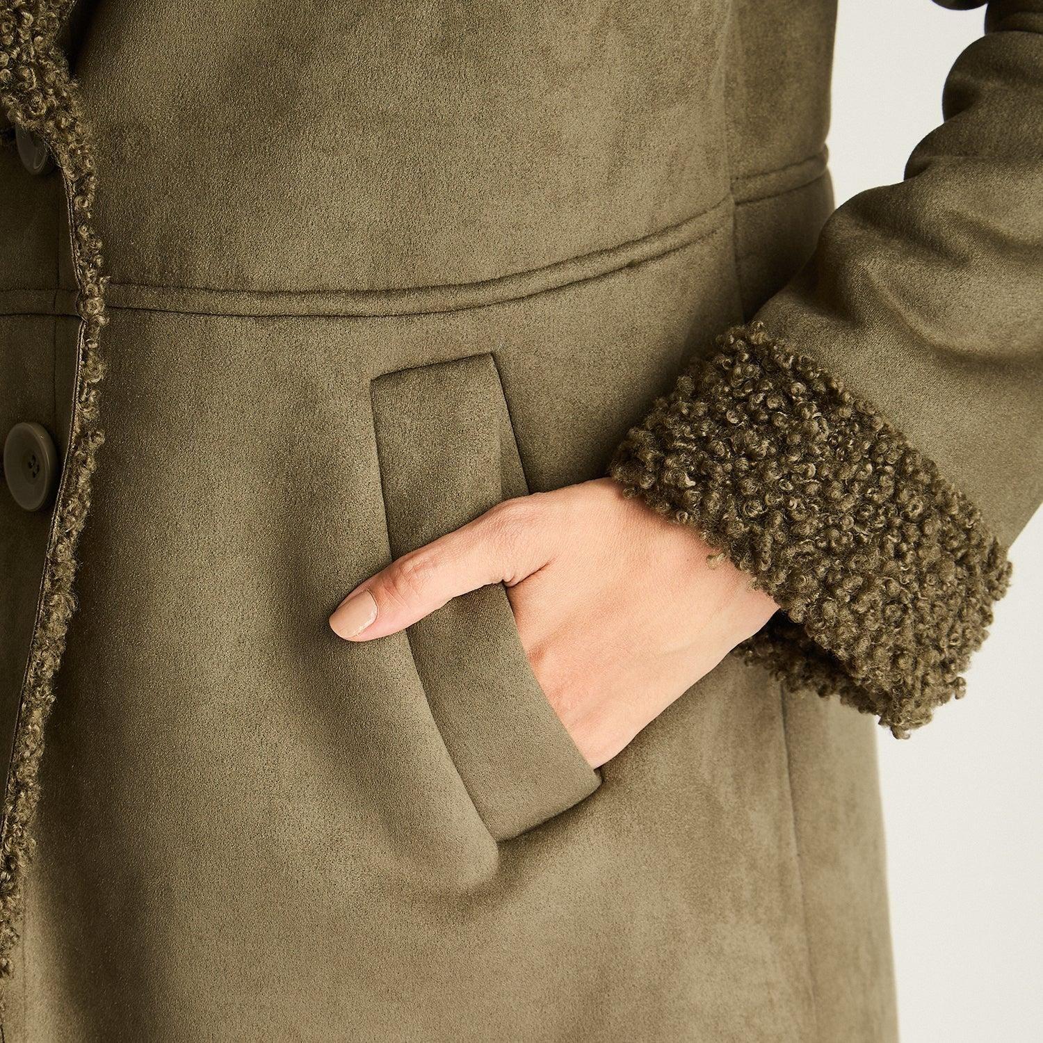 Abrigo Suede Bonded Verde Militar-3