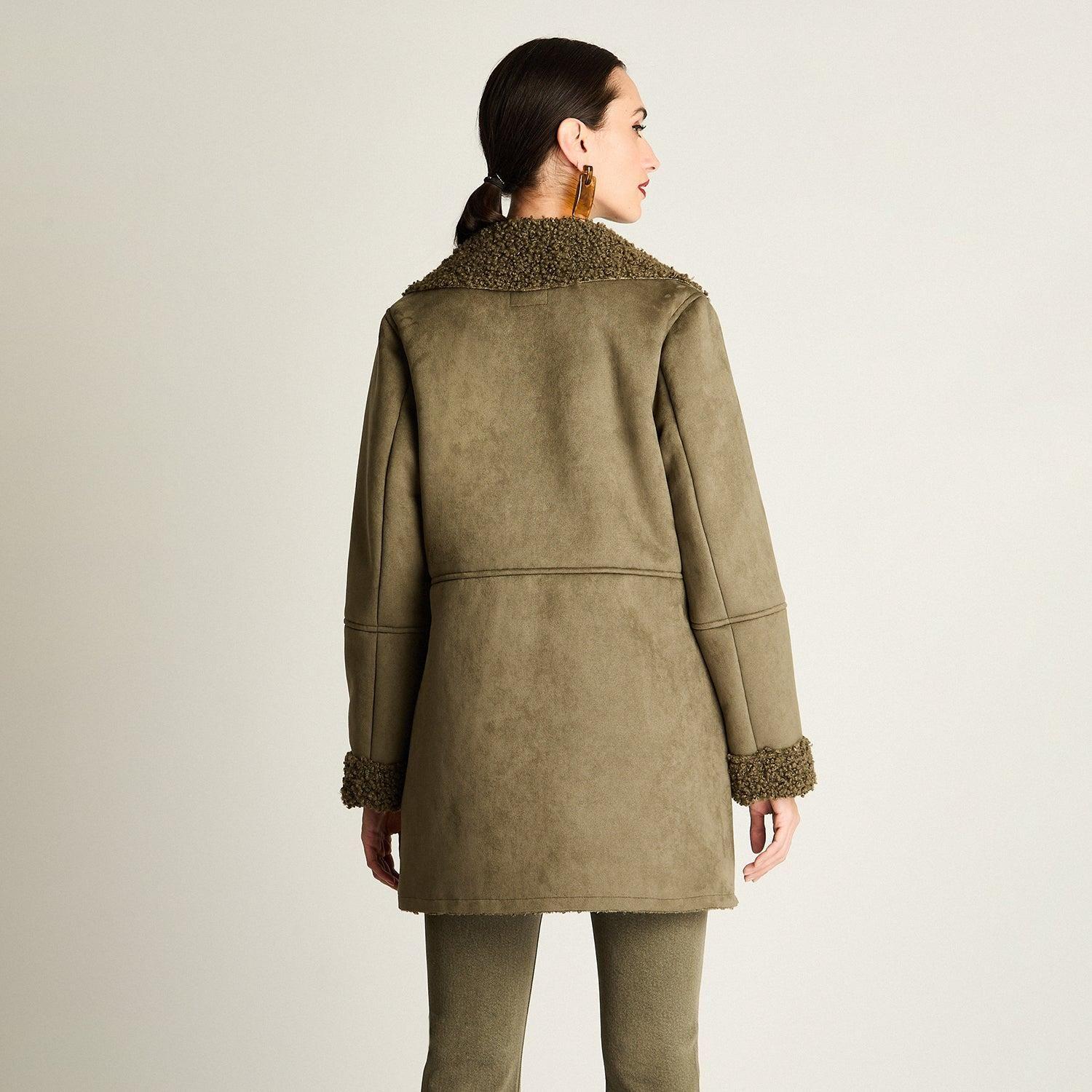 Abrigo Suede Bonded Verde Militar-4