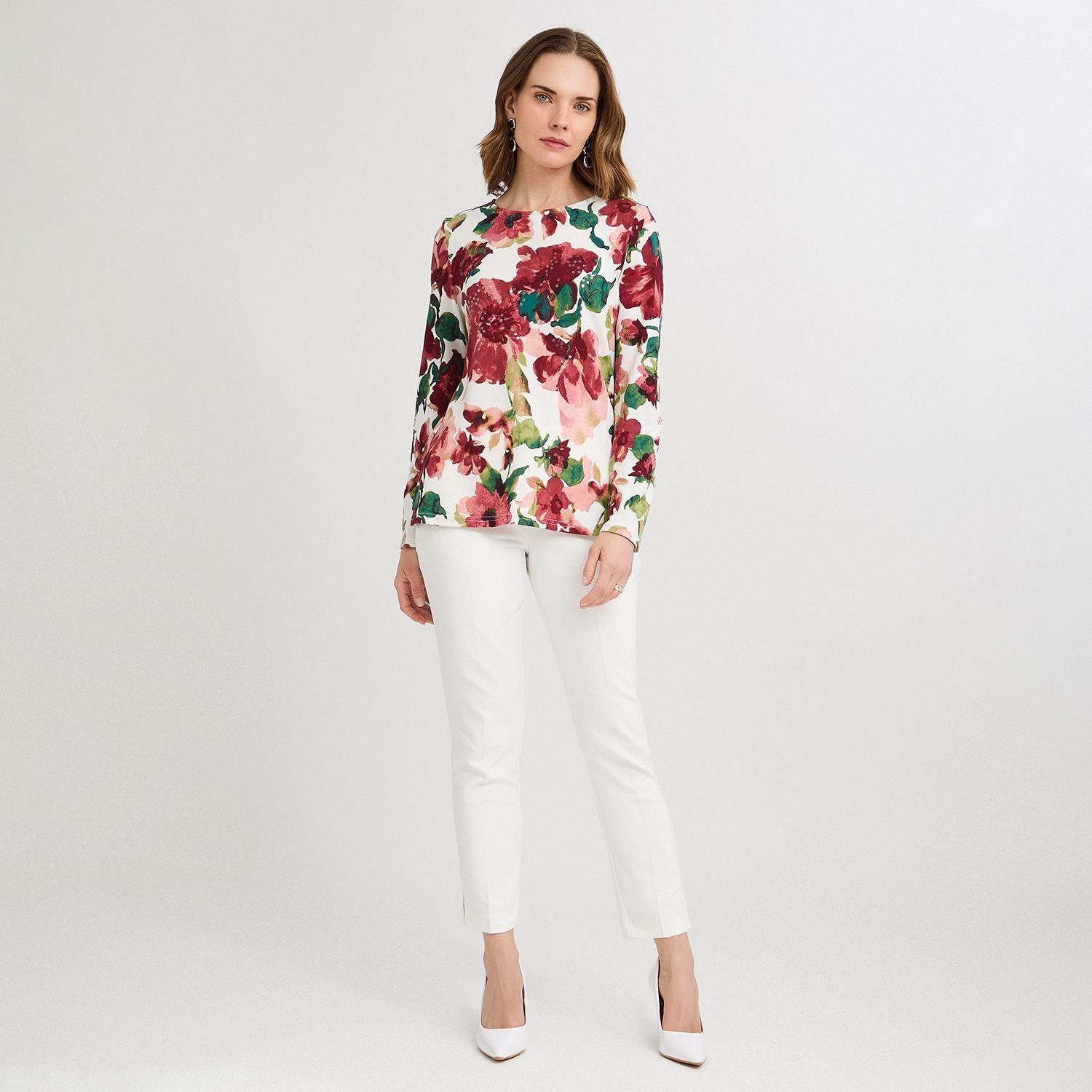 Polera Lanilla Estampada con Aplicación de Lentejuelas Rosado-3