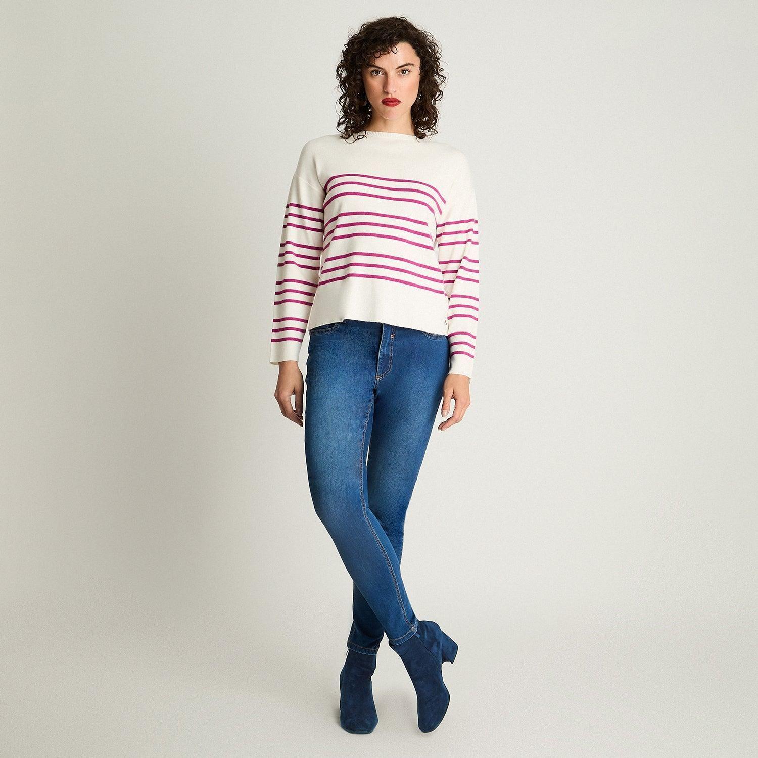 Sweater Manga Larga Cuello Redondo Básico Crudo-3