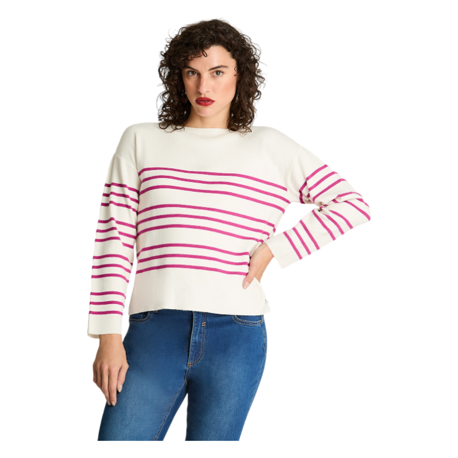 Sweater Manga Larga Cuello Redondo Básico Crudo-0