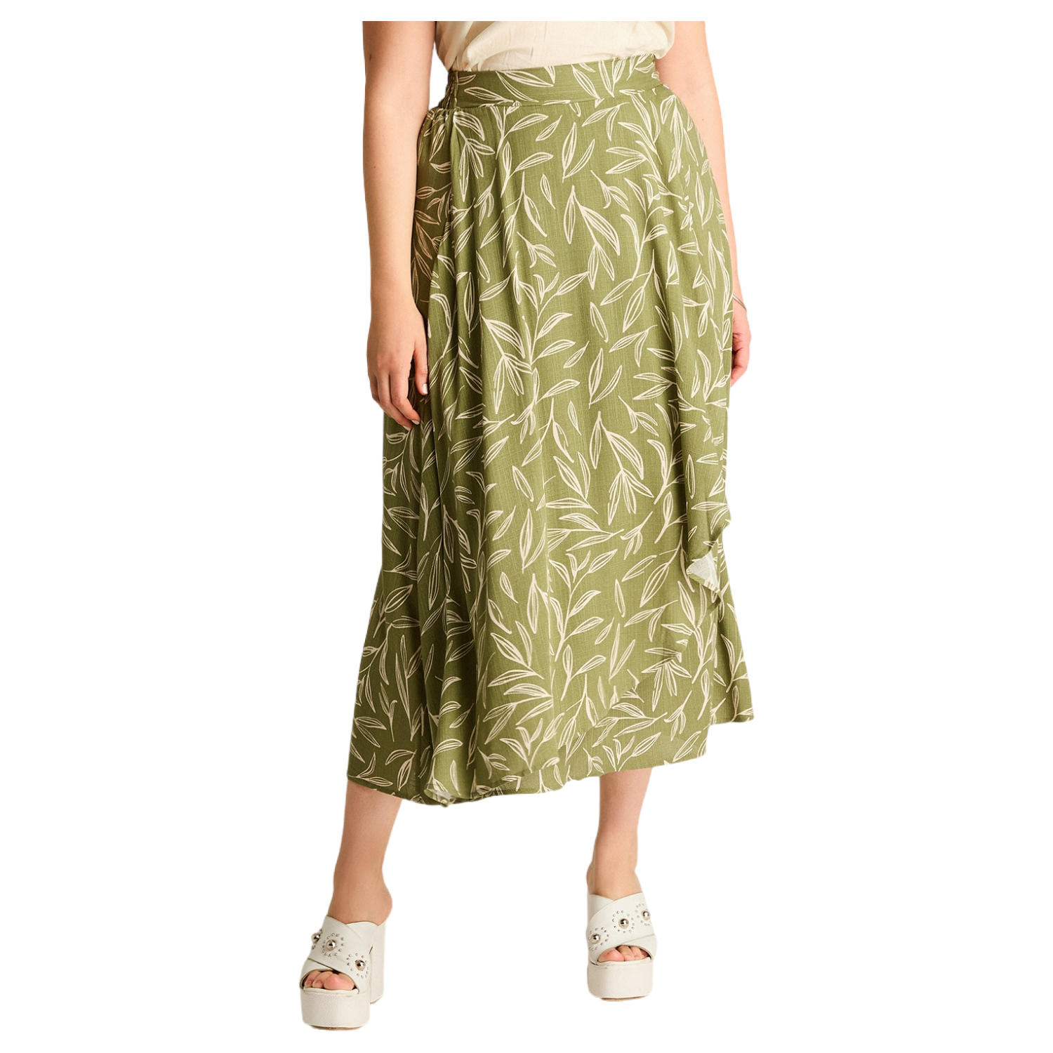 Falda Verde Maxi No Elasticado Calce Normal-0