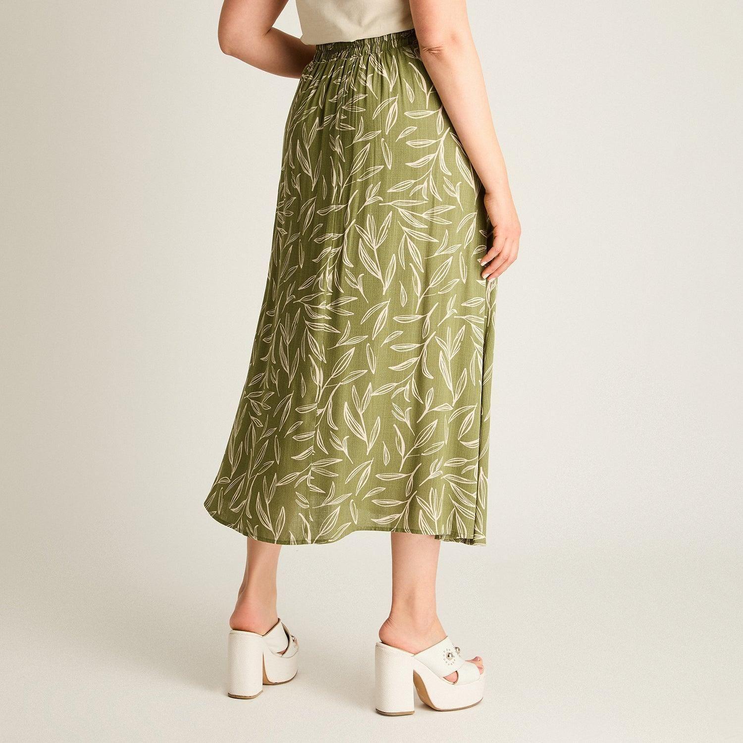 Falda Verde Maxi No Elasticado Calce Normal-1