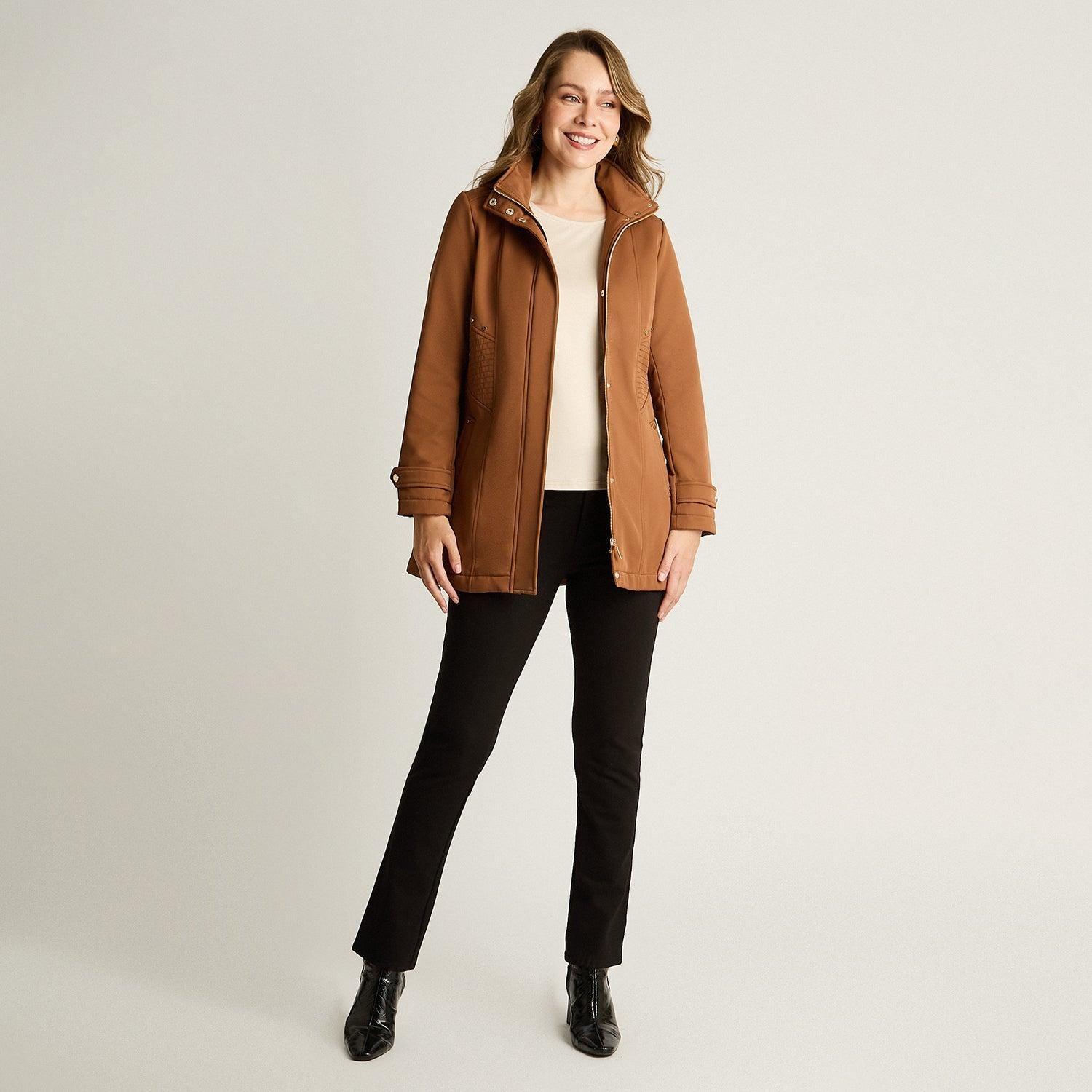 Chaqueta Softshell Manga Larga Con Forro Café-2